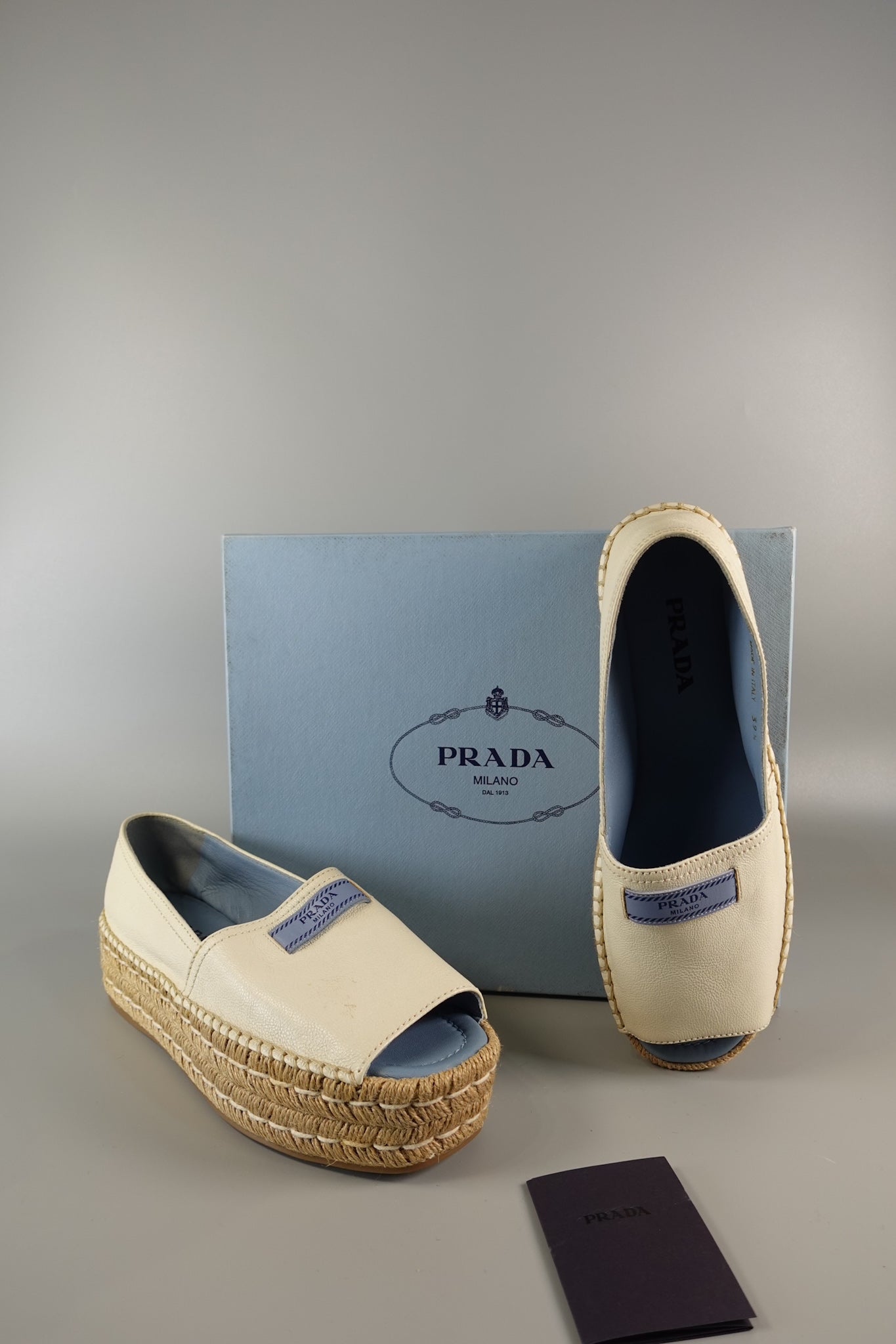 Open Toe Platform Espadrilles in Off White Size 39.5 (26cm) | Purse Maison Luxury Bags Shop