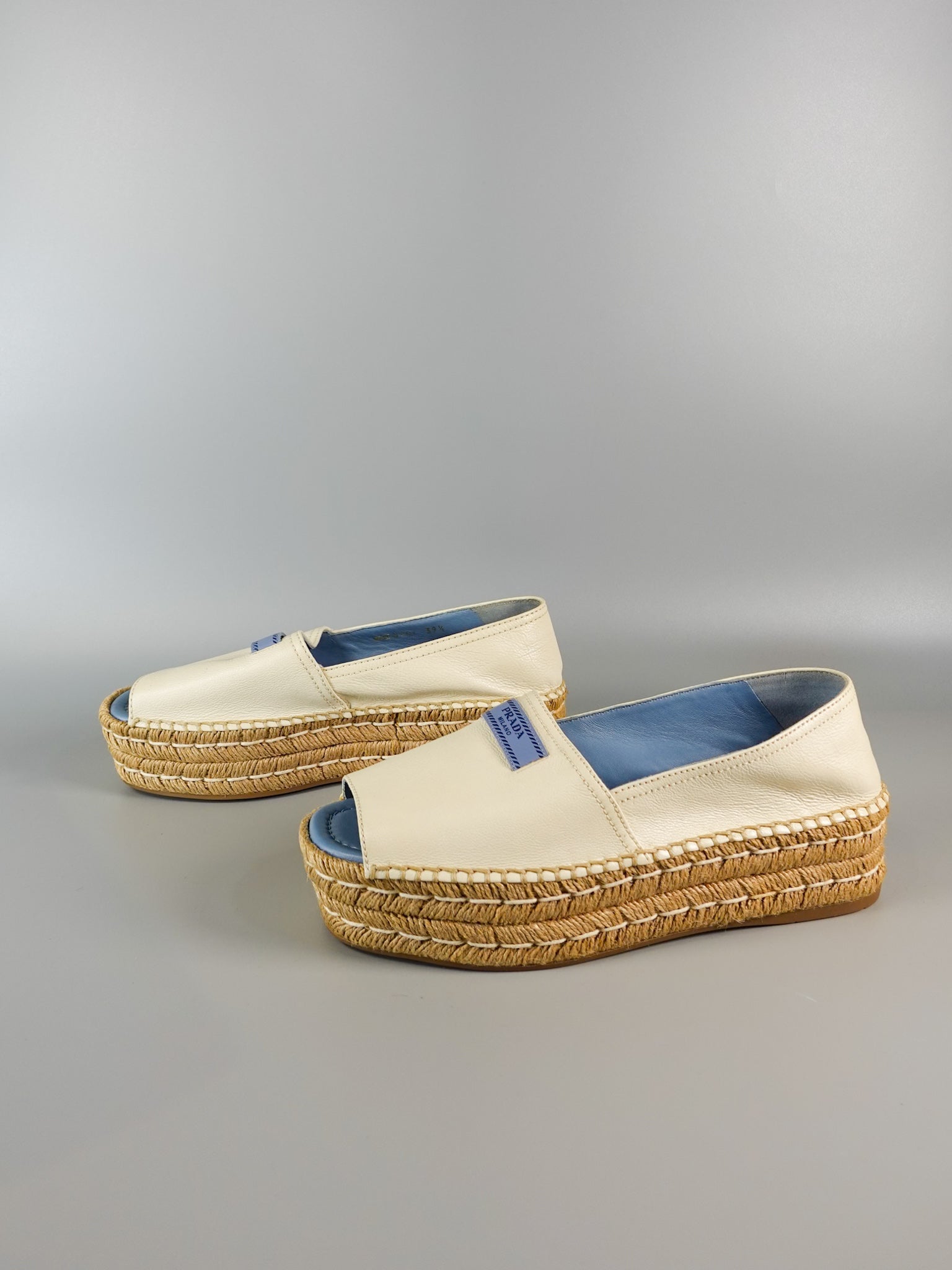 Open Toe Platform Espadrilles in Off White Size 39.5 (26cm) | Purse Maison Luxury Bags Shop