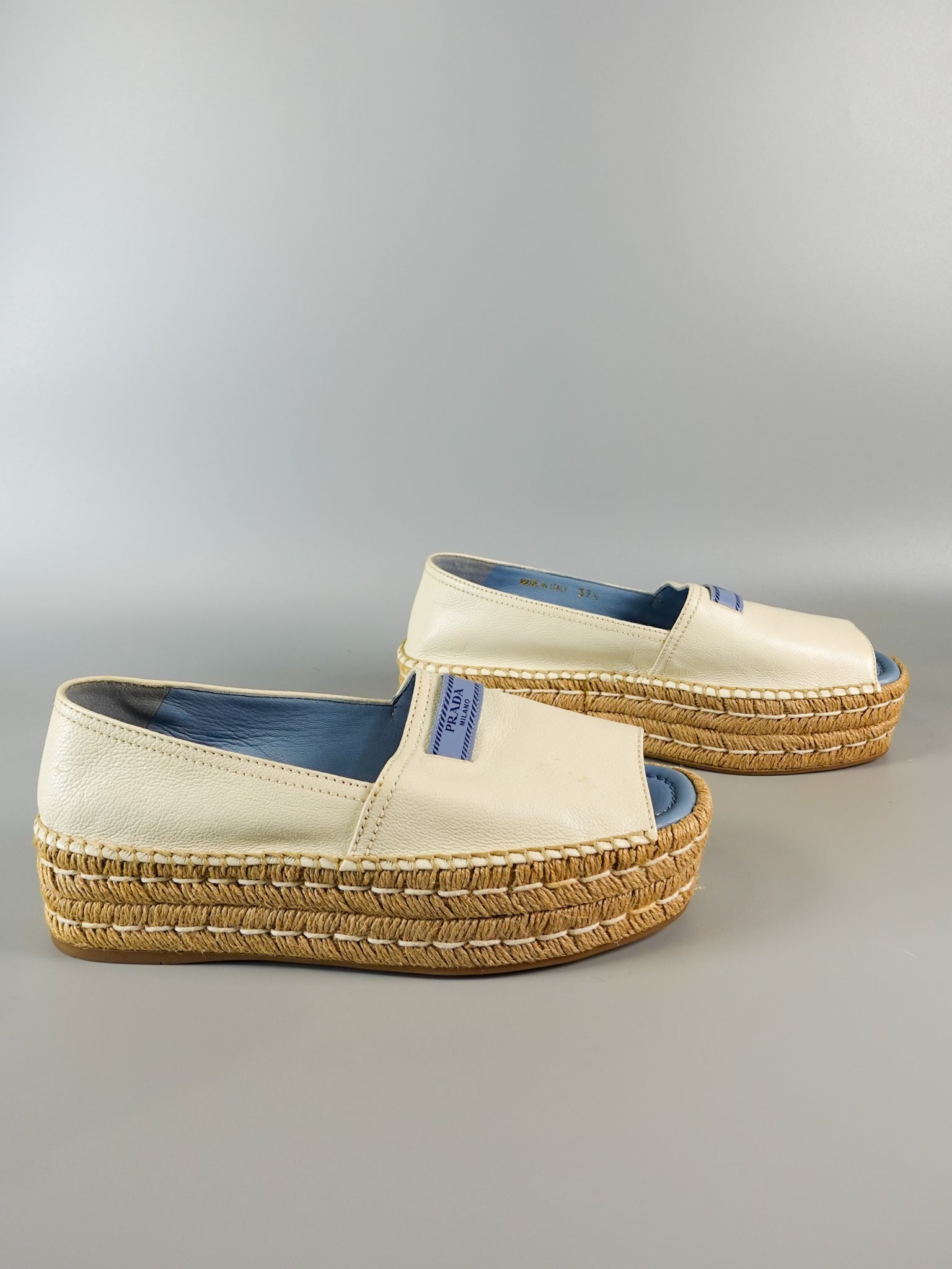 Open Toe Platform Espadrilles in Off White Size 39.5 (26cm) | Purse Maison Luxury Bags Shop