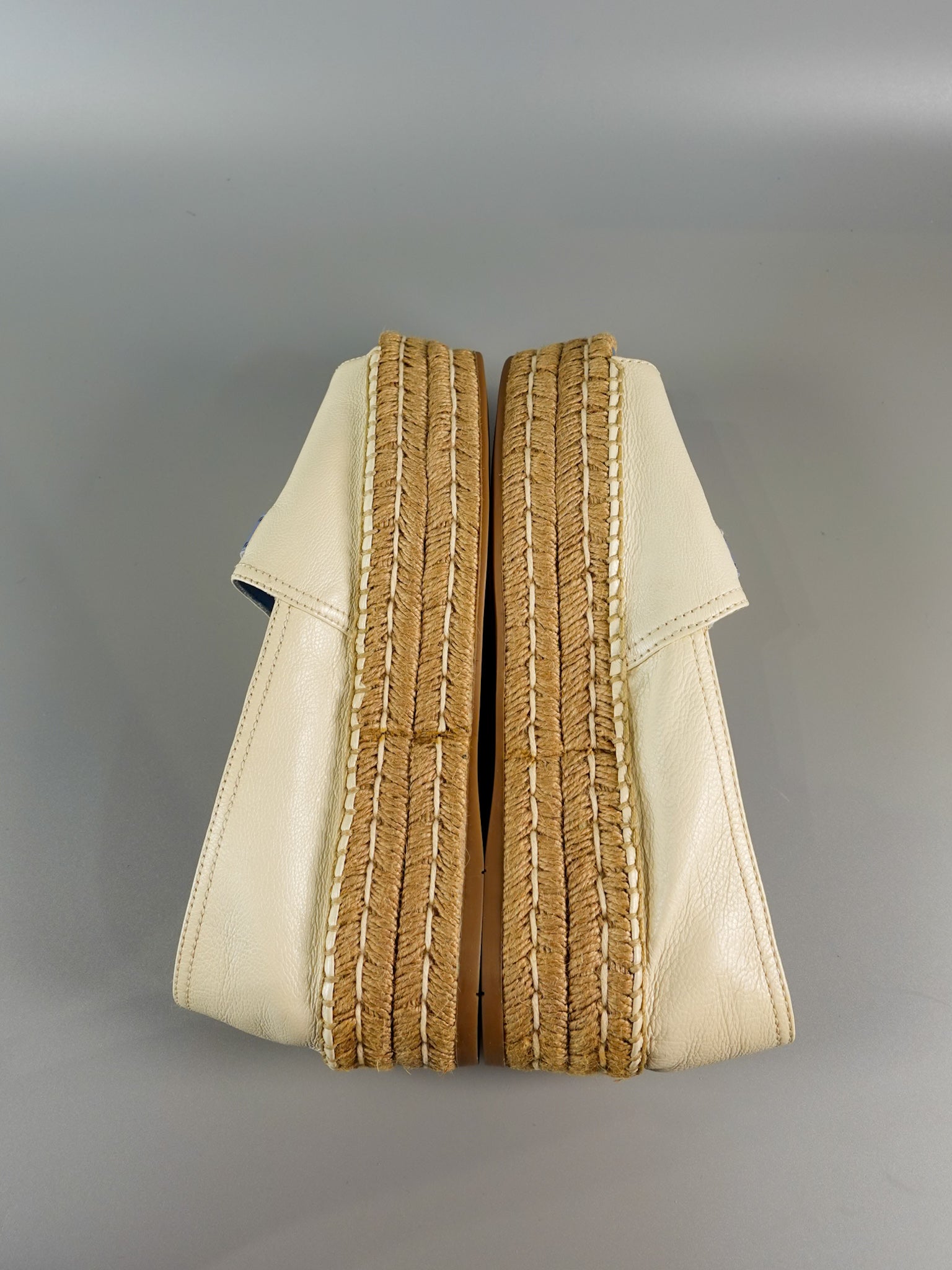 Open Toe Platform Espadrilles in Off White Size 39.5 (26cm) | Purse Maison Luxury Bags Shop