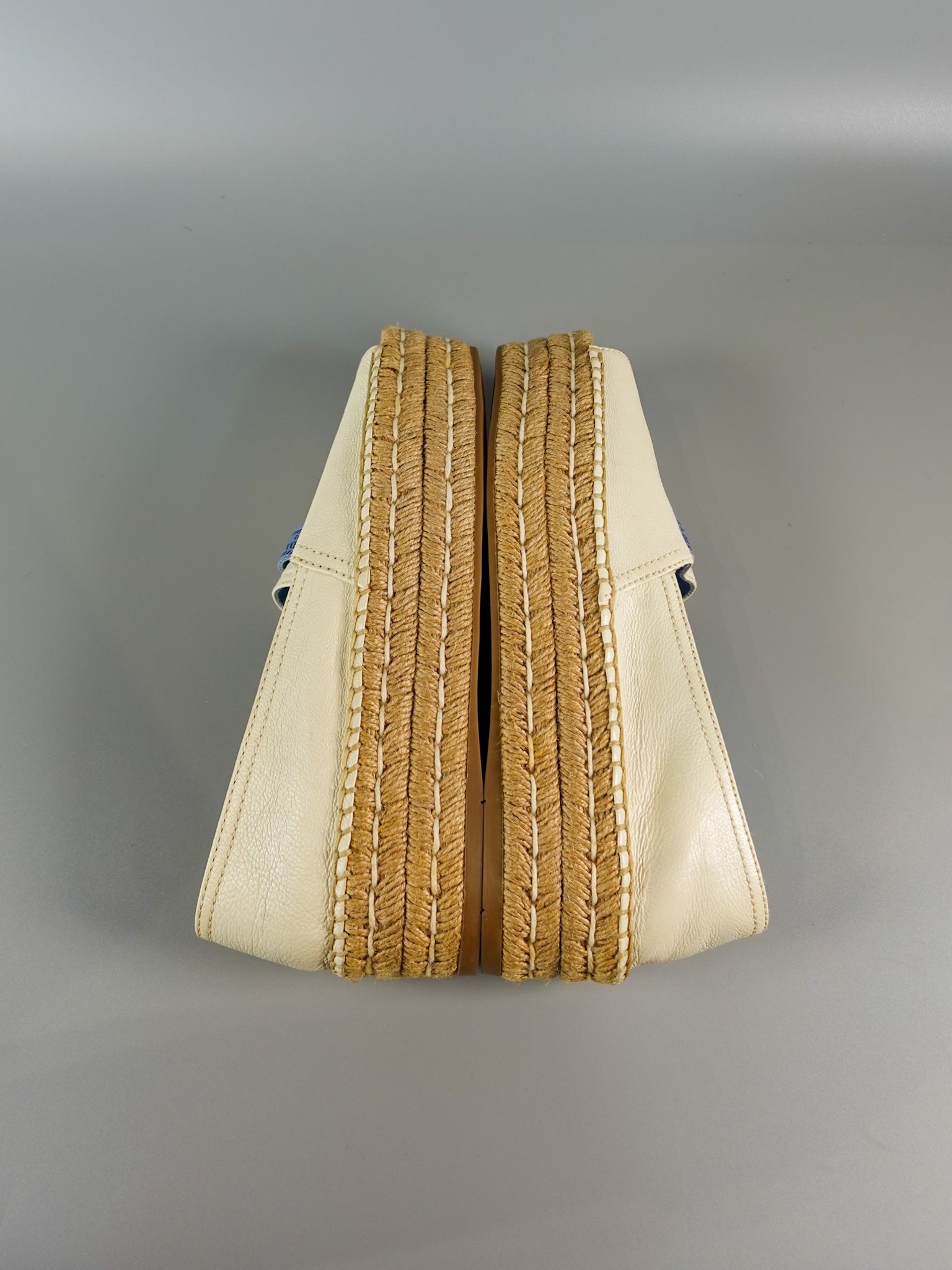 Open Toe Platform Espadrilles in Off White Size 39.5 (26cm) | Purse Maison Luxury Bags Shop