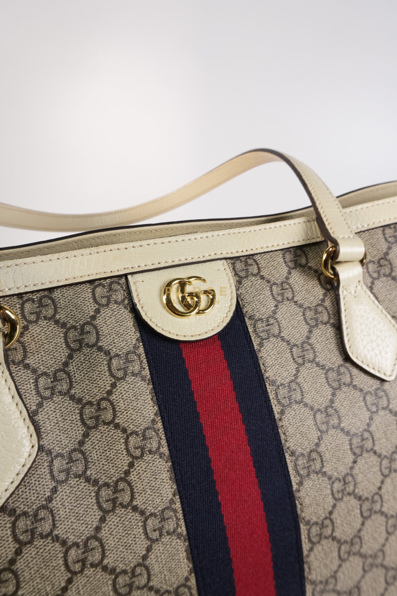 Ophidia Large Tote Bag in Cream/Red/Blue | Purse Maison Luxury Bags Shop