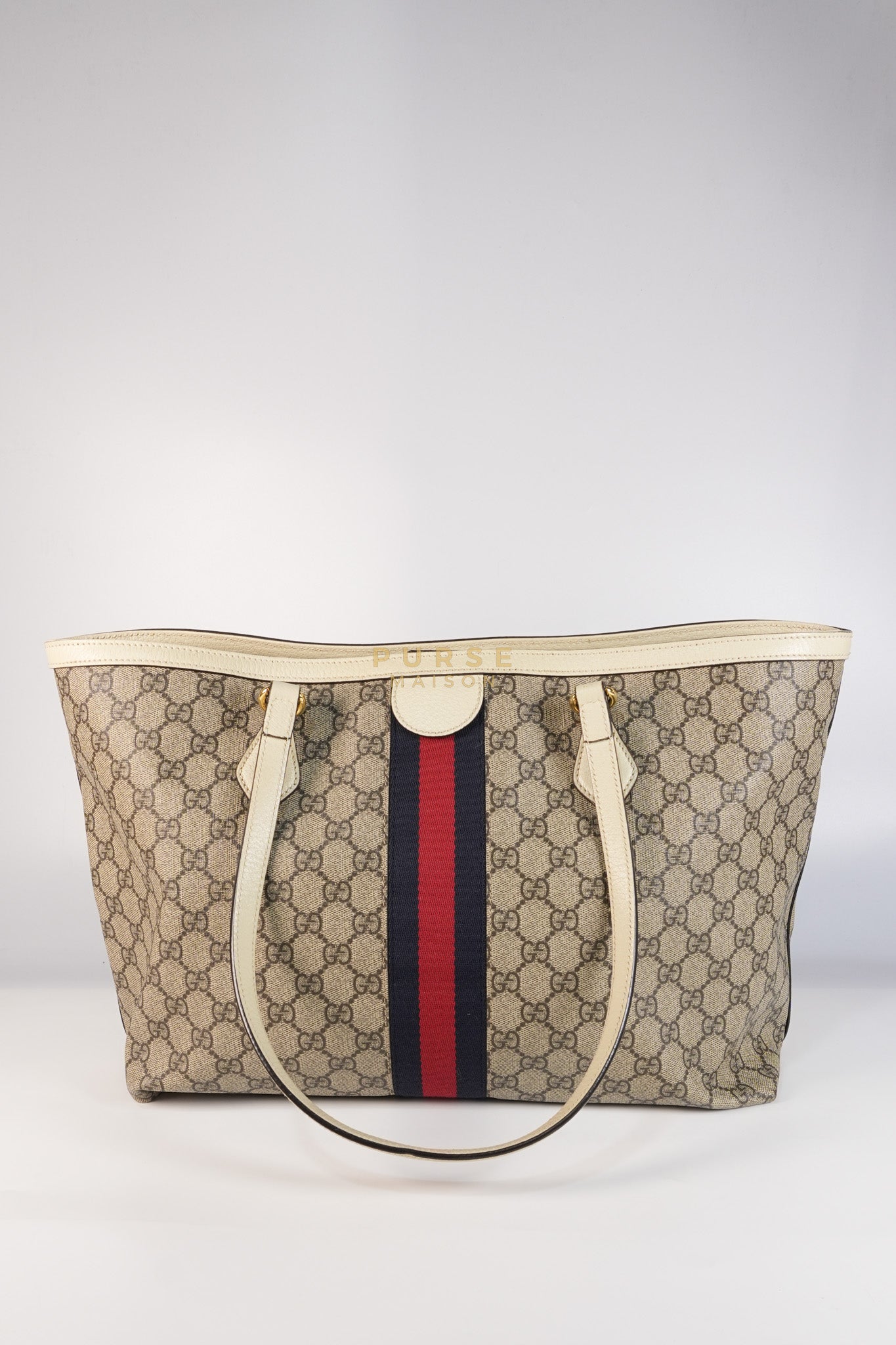 Ophidia Large Tote Bag in Cream/Red/Blue | Purse Maison Luxury Bags Shop