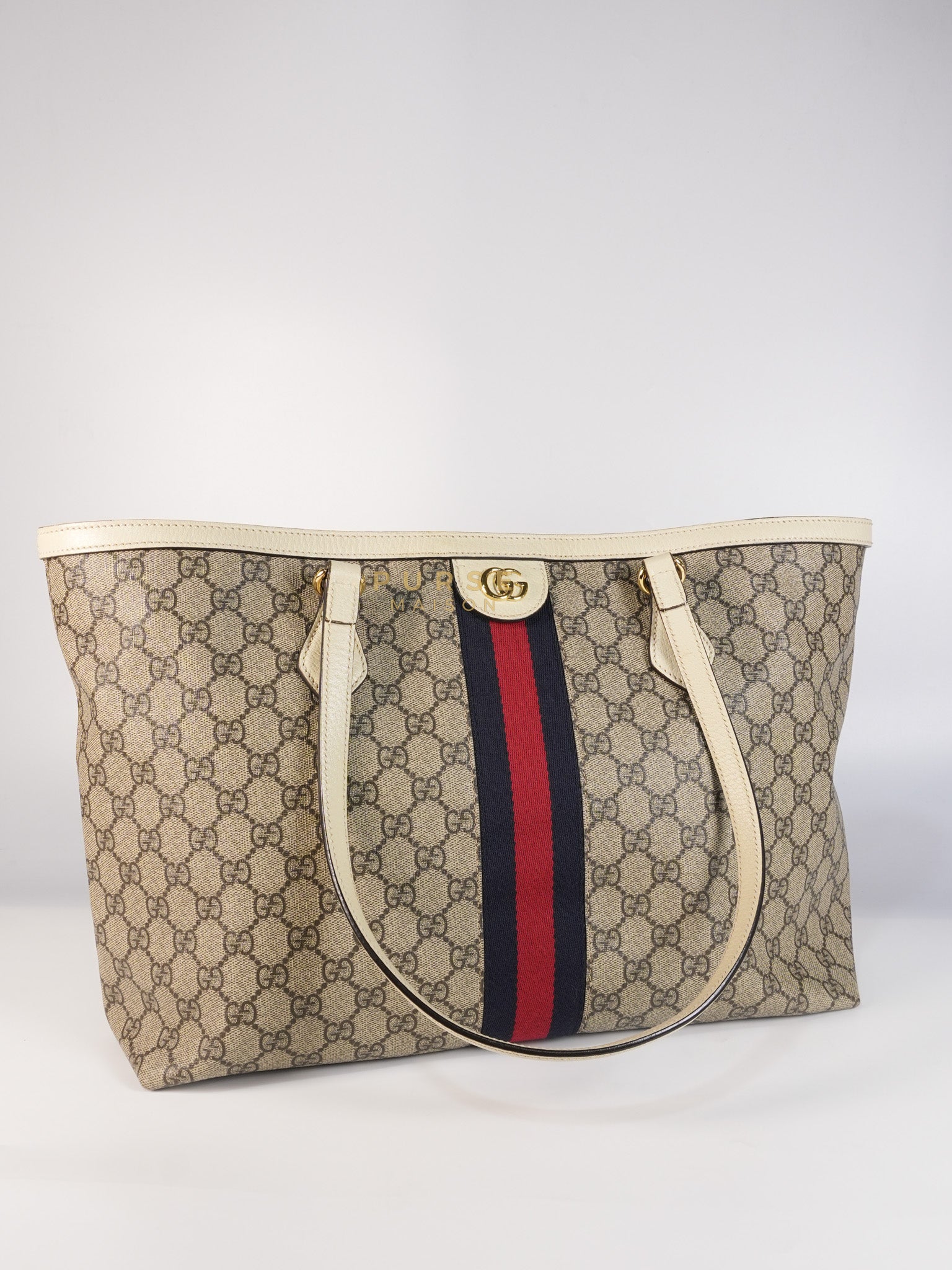 Ophidia Large Tote Bag in Cream/Red/Blue | Purse Maison Luxury Bags Shop