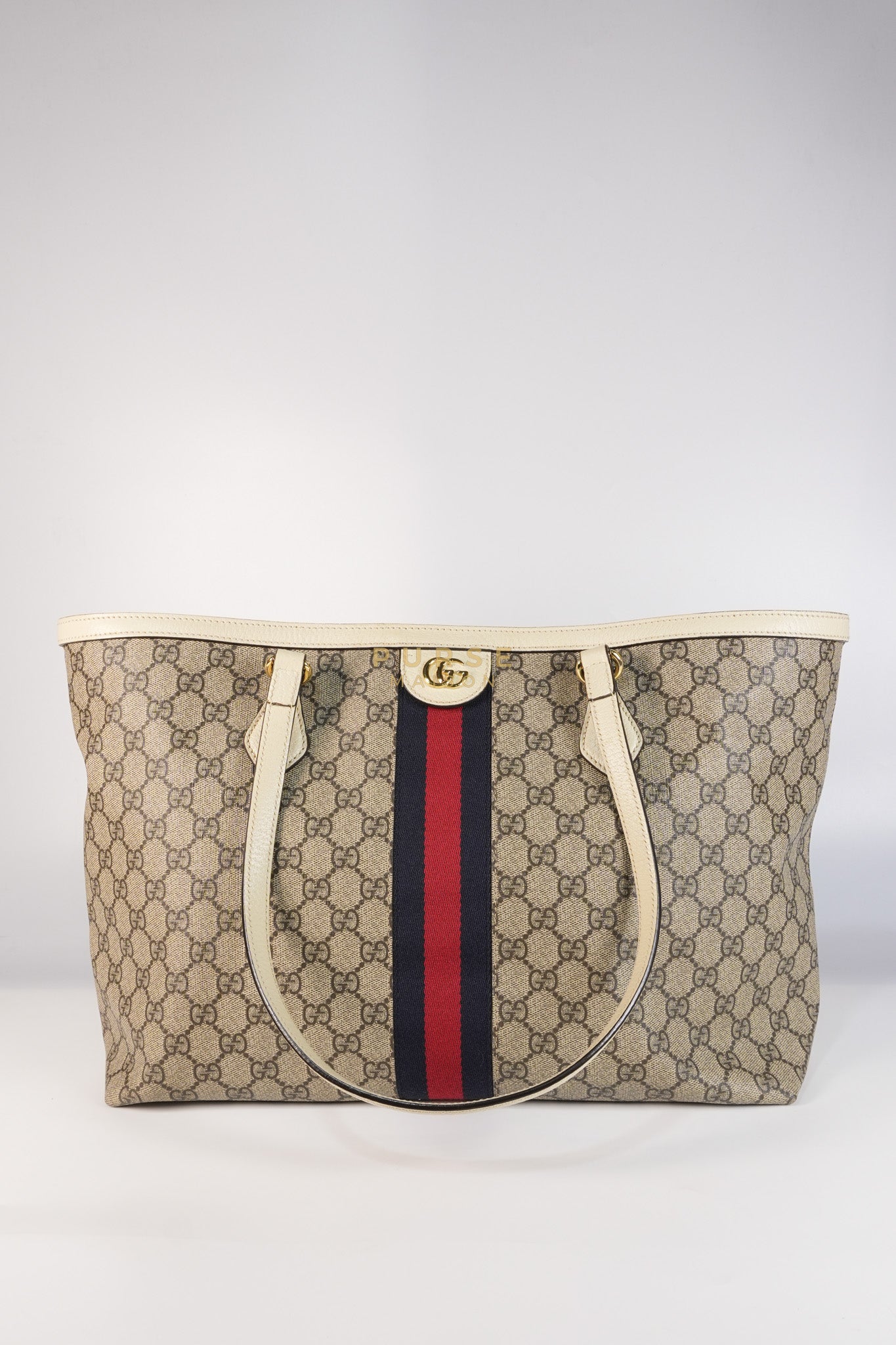 Ophidia Large Tote Bag in Cream/Red/Blue | Purse Maison Luxury Bags Shop