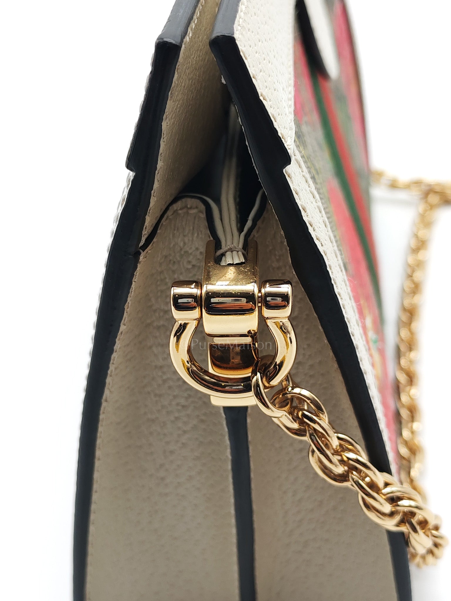 Ophidia Chain Shoulder Bag in GG Flora Coated Canvas & Gold Hardware | Purse Maison Luxury Bags Shop
