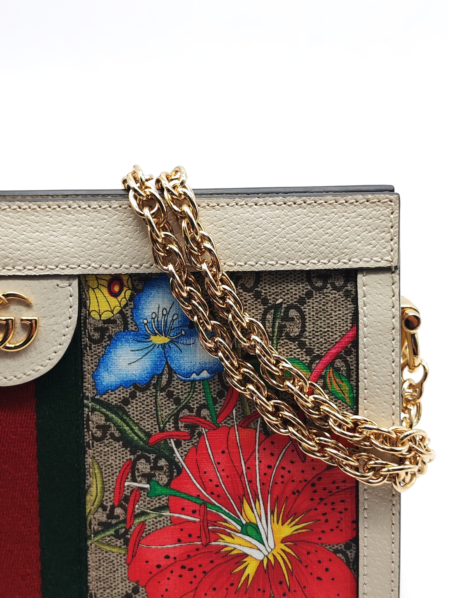 Ophidia Chain Shoulder Bag in GG Flora Coated Canvas & Gold Hardware | Purse Maison Luxury Bags Shop