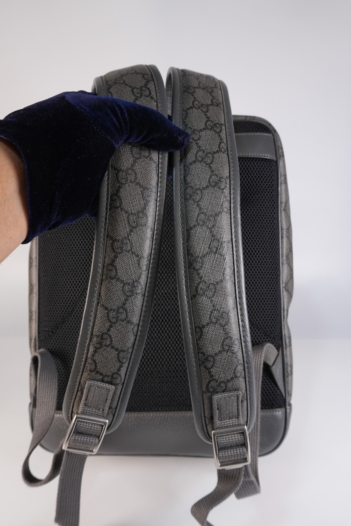 Ophidia GG Backpack Medium in Grey GG Supreme Coated Canvas | Purse Maison Luxury Bags Shop