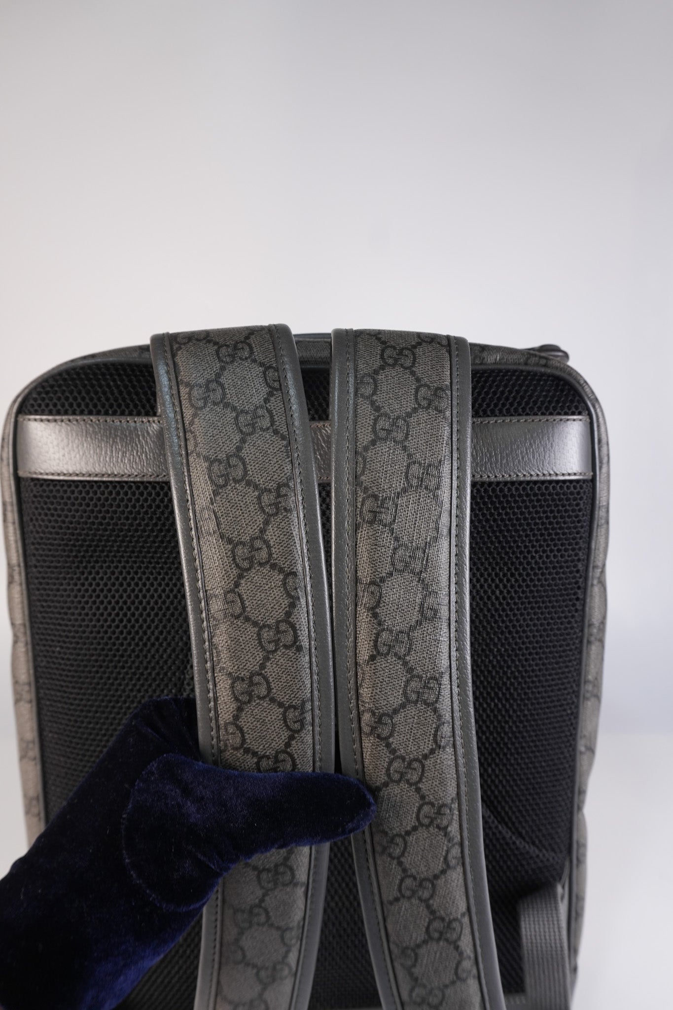 Ophidia GG Backpack Medium in Grey GG Supreme Coated Canvas | Purse Maison Luxury Bags Shop