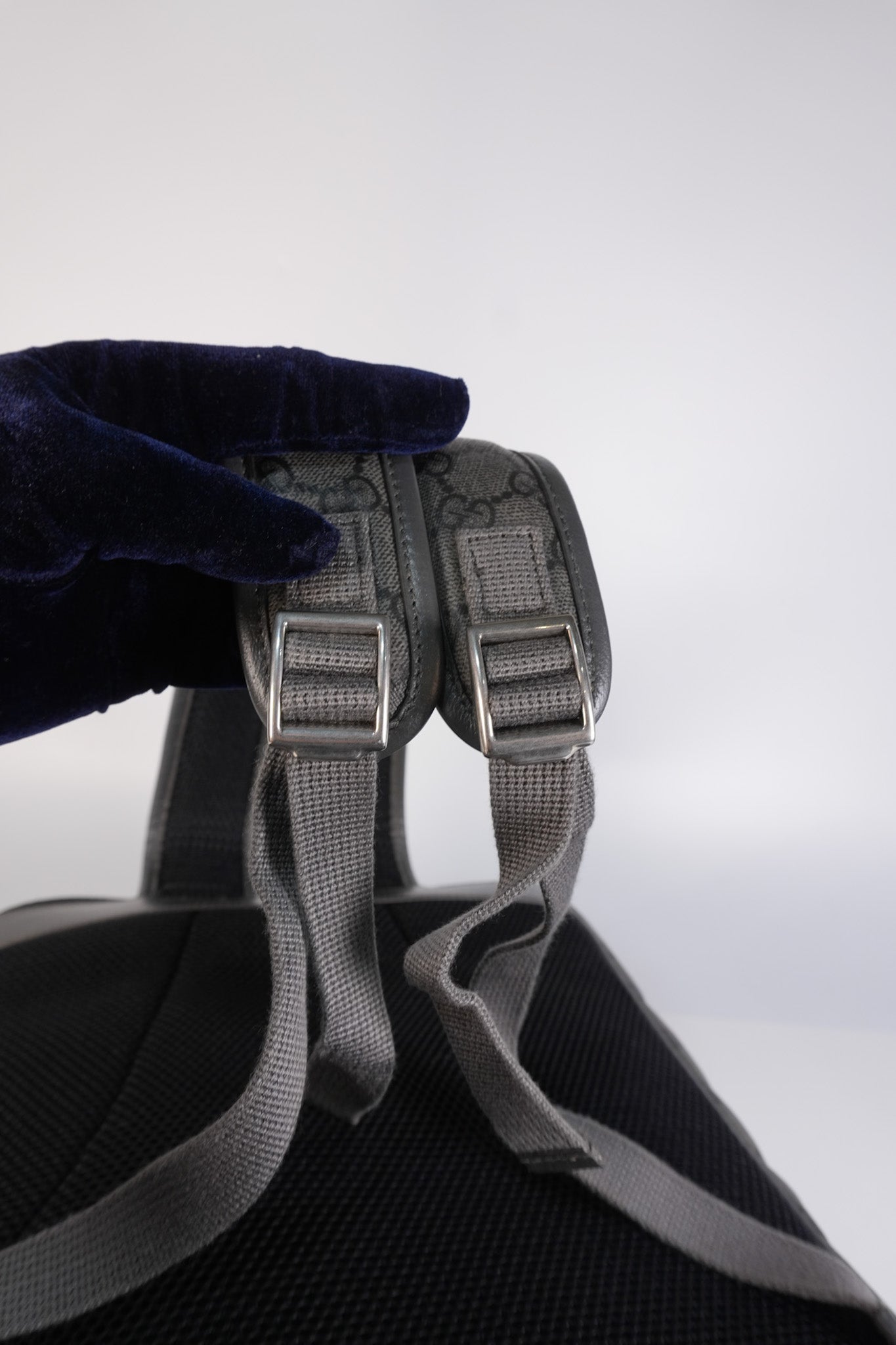 Ophidia GG Backpack Medium in Grey GG Supreme Coated Canvas | Purse Maison Luxury Bags Shop