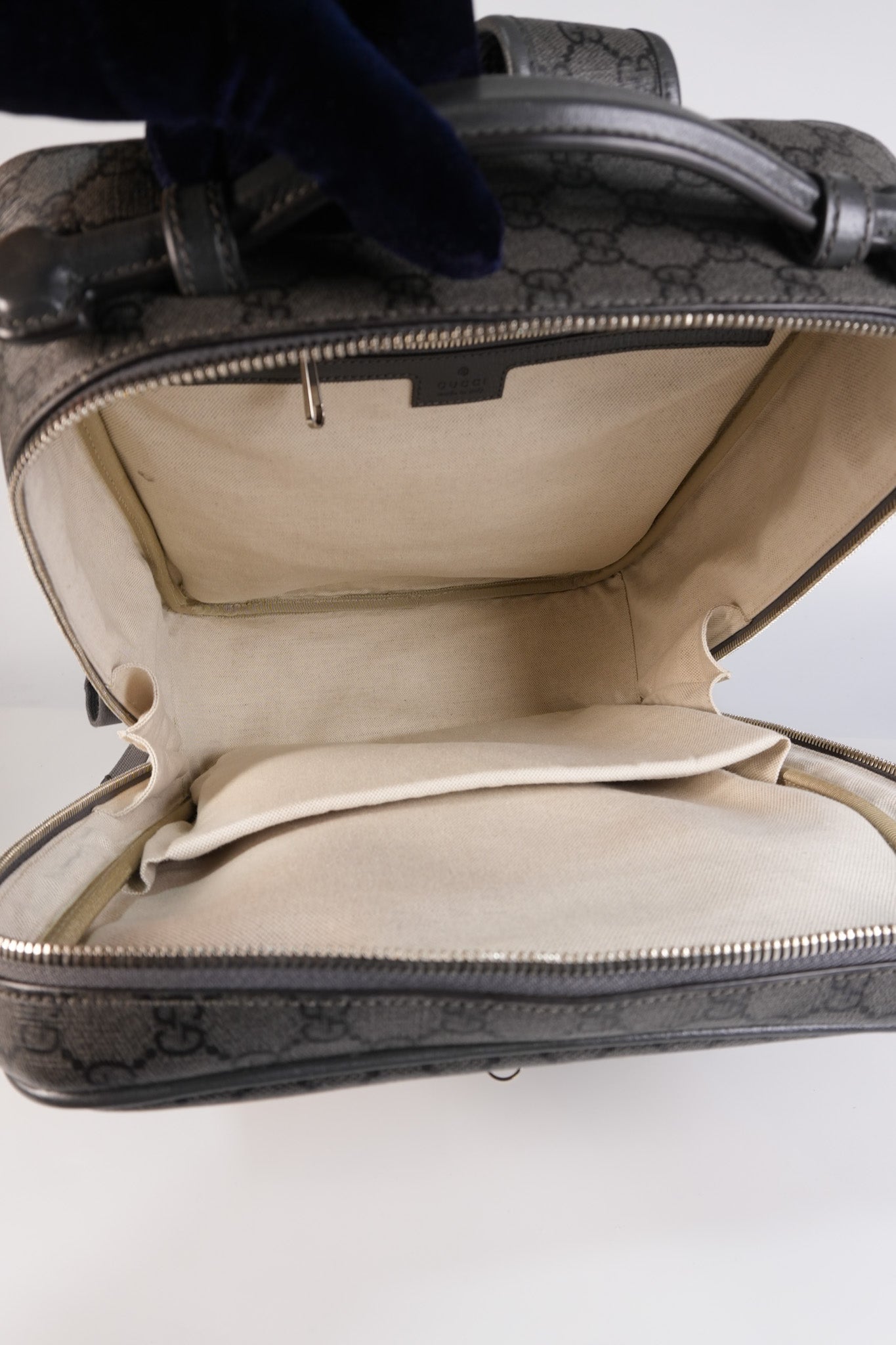 Ophidia GG Backpack Medium in Grey GG Supreme Coated Canvas | Purse Maison Luxury Bags Shop