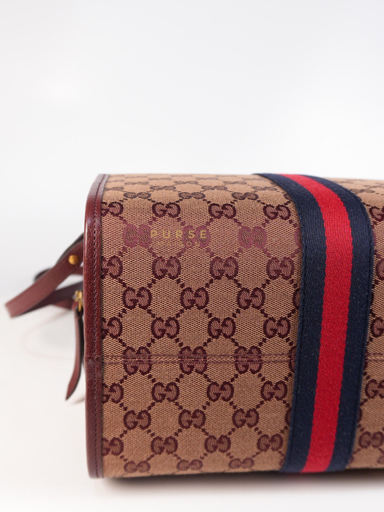 Ophidia GG Hand Shoulder Bag in Burgundy Supreme Canvas & Aged Gold Hardware | Purse Maison Luxury Bags Shop