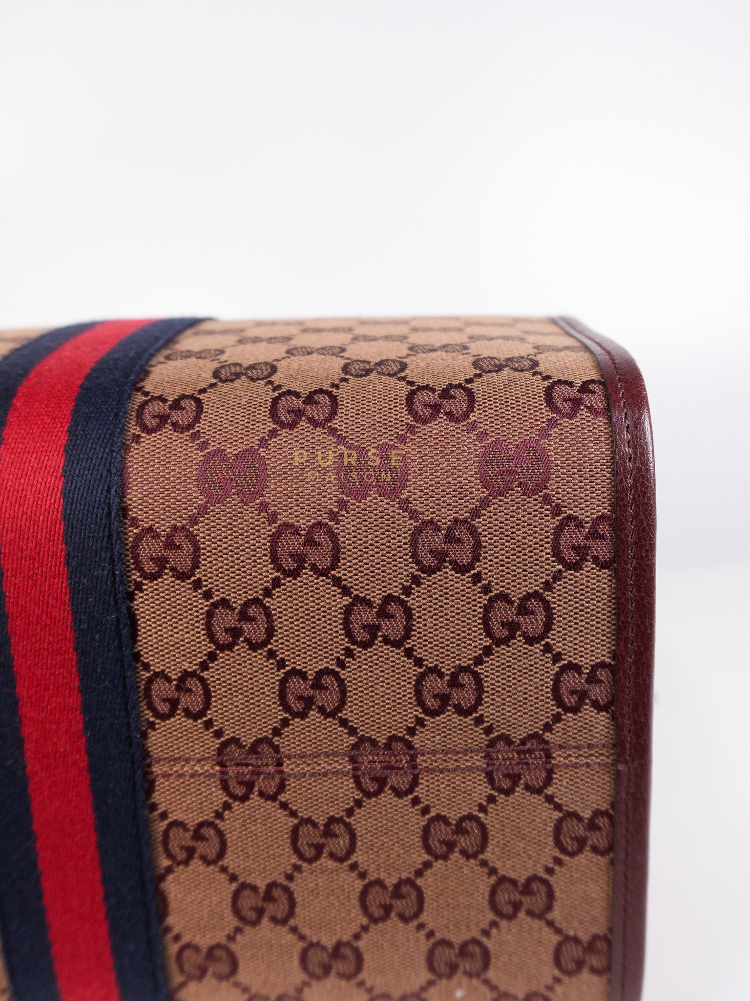 Ophidia GG Hand Shoulder Bag in Burgundy Supreme Canvas & Aged Gold Hardware | Purse Maison Luxury Bags Shop