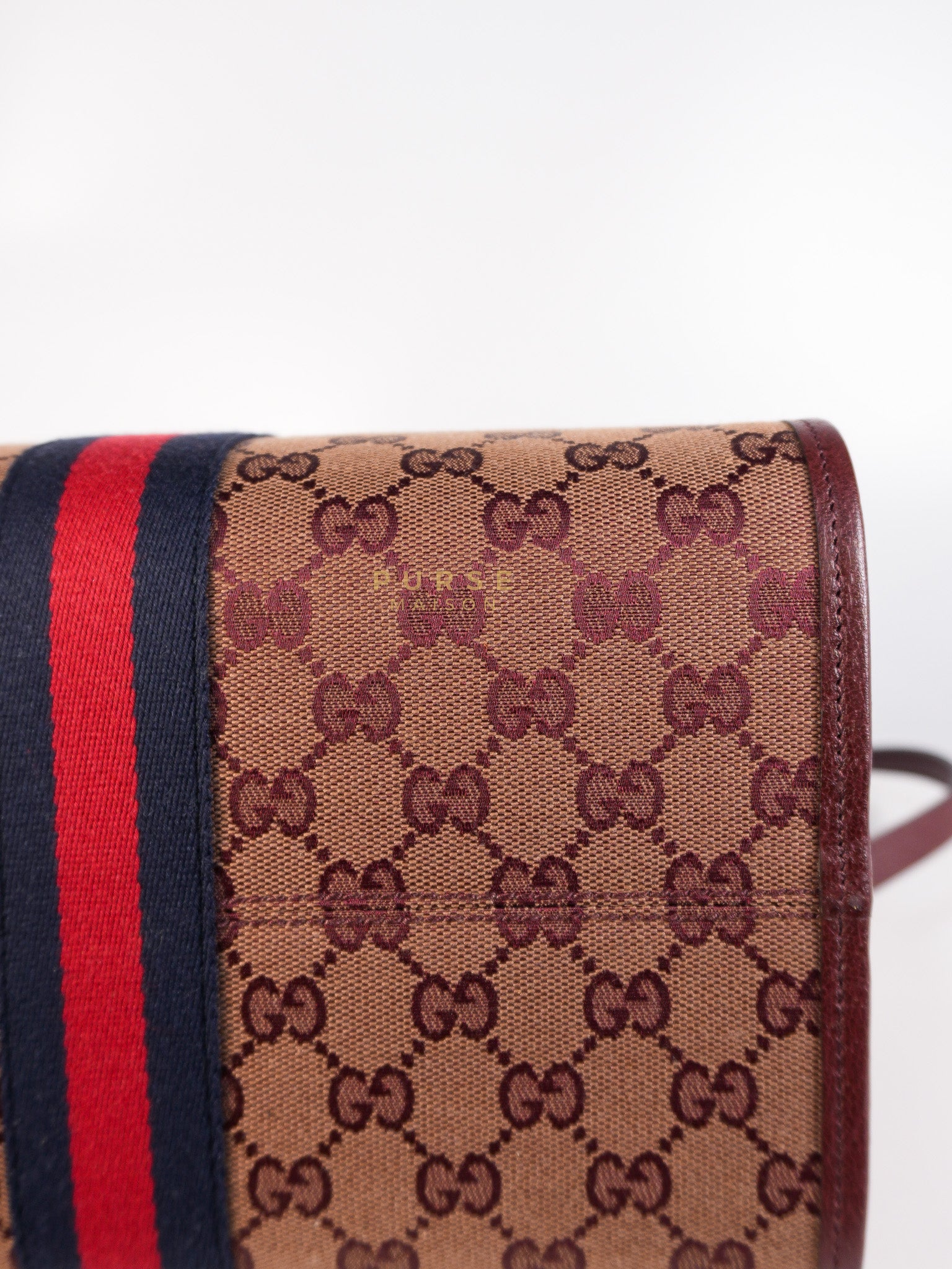Ophidia GG Hand Shoulder Bag in Burgundy Supreme Canvas & Aged Gold Hardware | Purse Maison Luxury Bags Shop