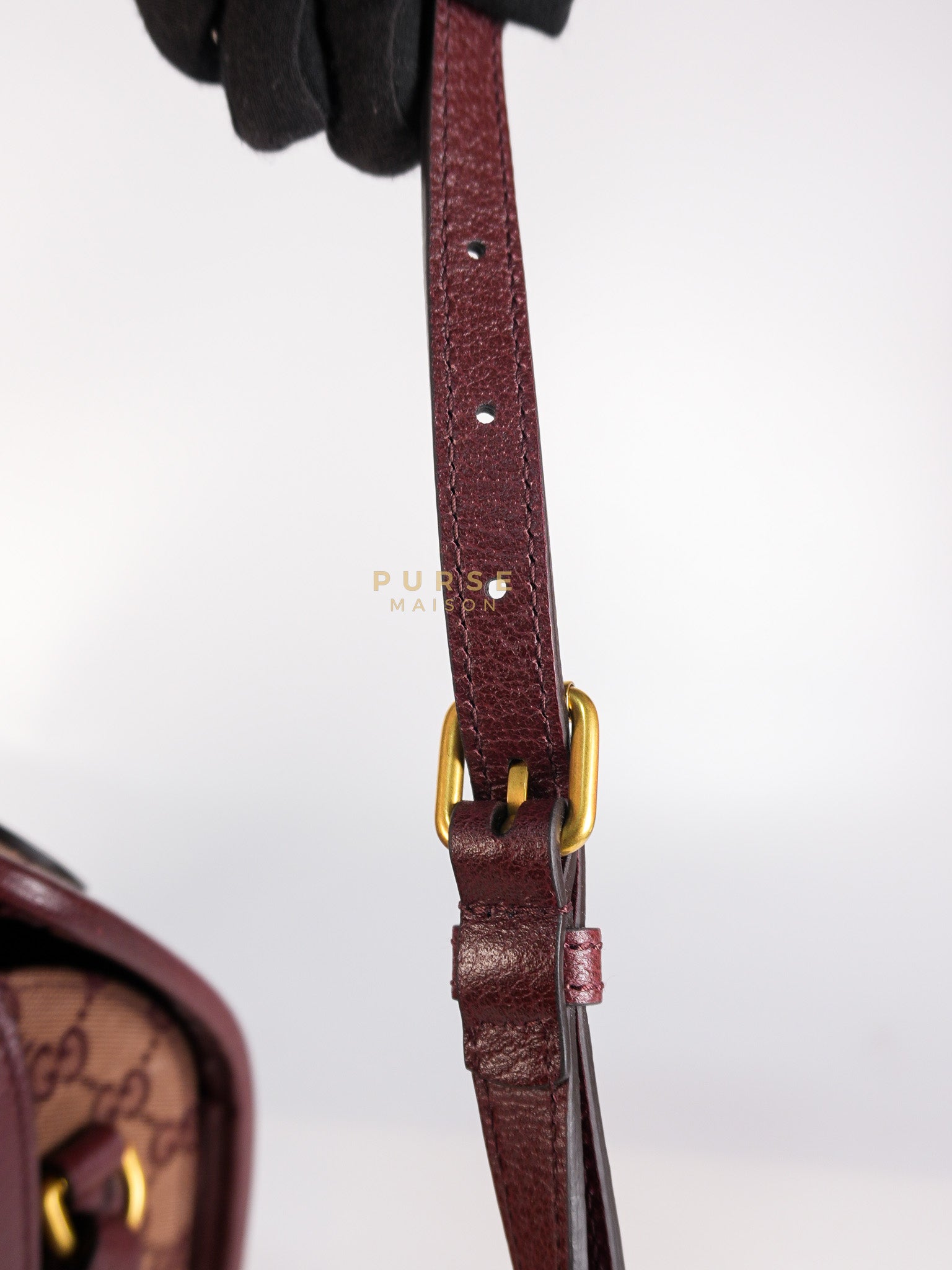 Ophidia GG Hand Shoulder Bag in Burgundy Supreme Canvas & Aged Gold Hardware | Purse Maison Luxury Bags Shop