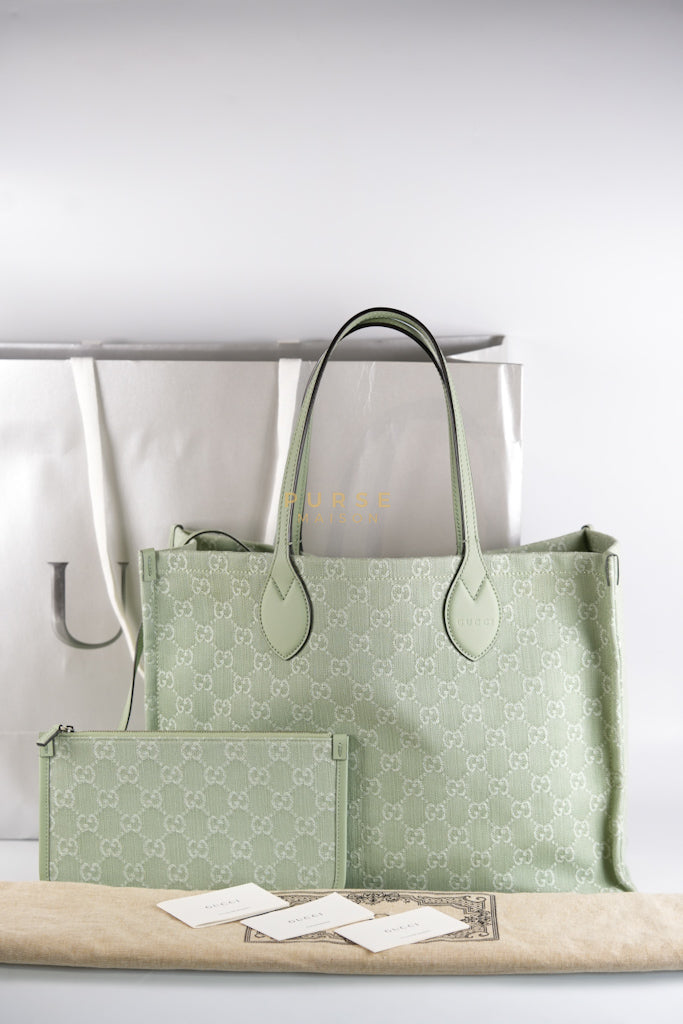 Ophidia GG Reversible Large Tote Bag in Dusty Sage Green | Purse Maison Luxury Bags Shop