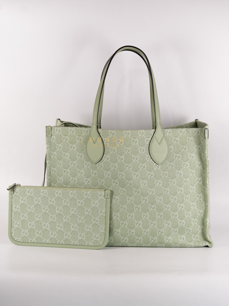 Ophidia GG Reversible Large Tote Bag in Dusty Sage Green | Purse Maison Luxury Bags Shop