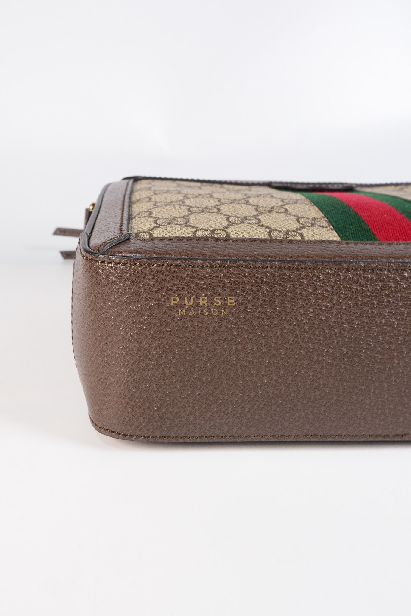 Ophidia GG Supreme Small Top Handle Shoulder Bag in Brown Monogram Web & Gold Hardware | Purse Maison Luxury Bags Shop
