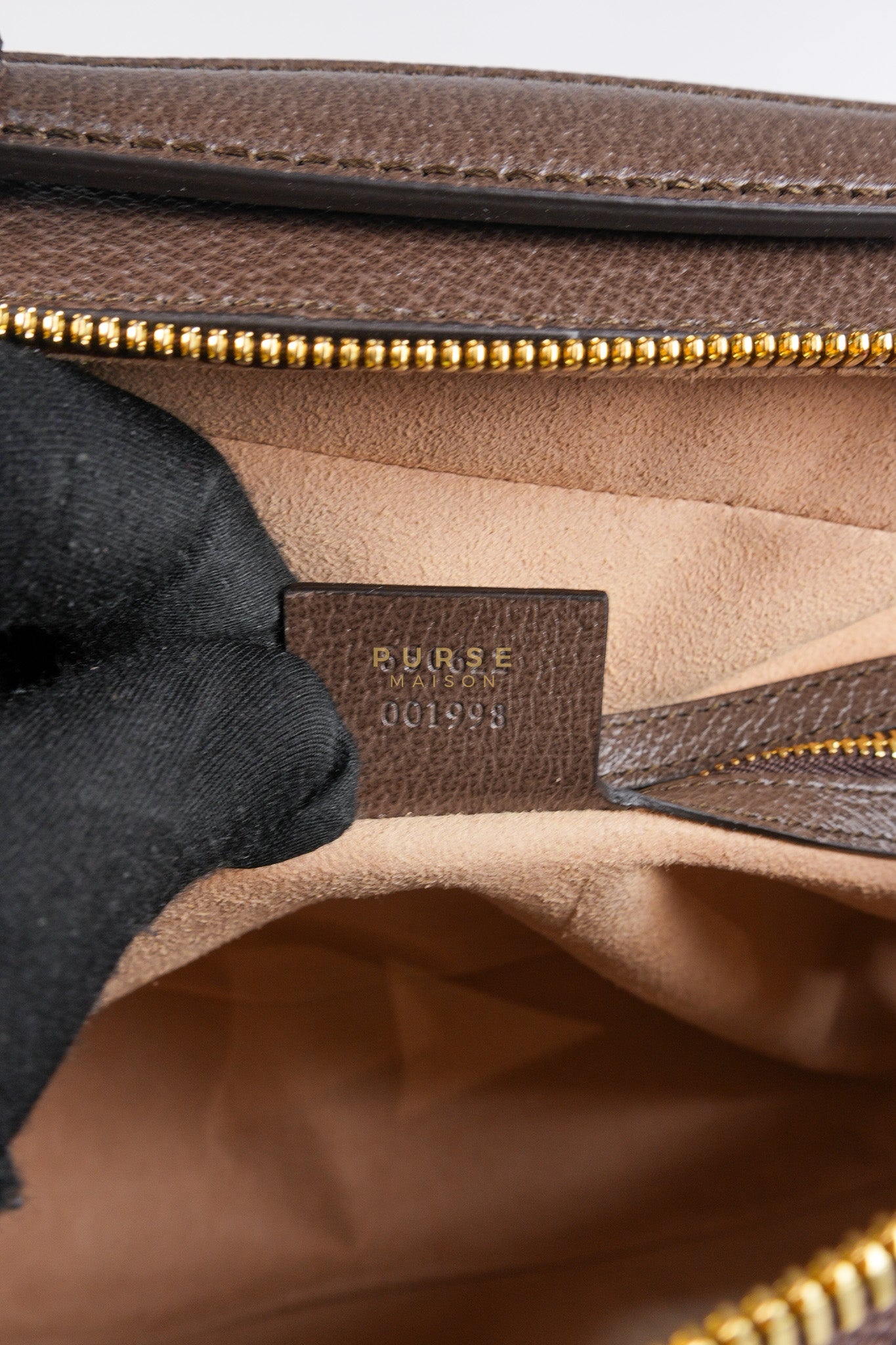 Ophidia GG Supreme Small Top Handle Shoulder Bag in Brown Monogram Web & Gold Hardware | Purse Maison Luxury Bags Shop