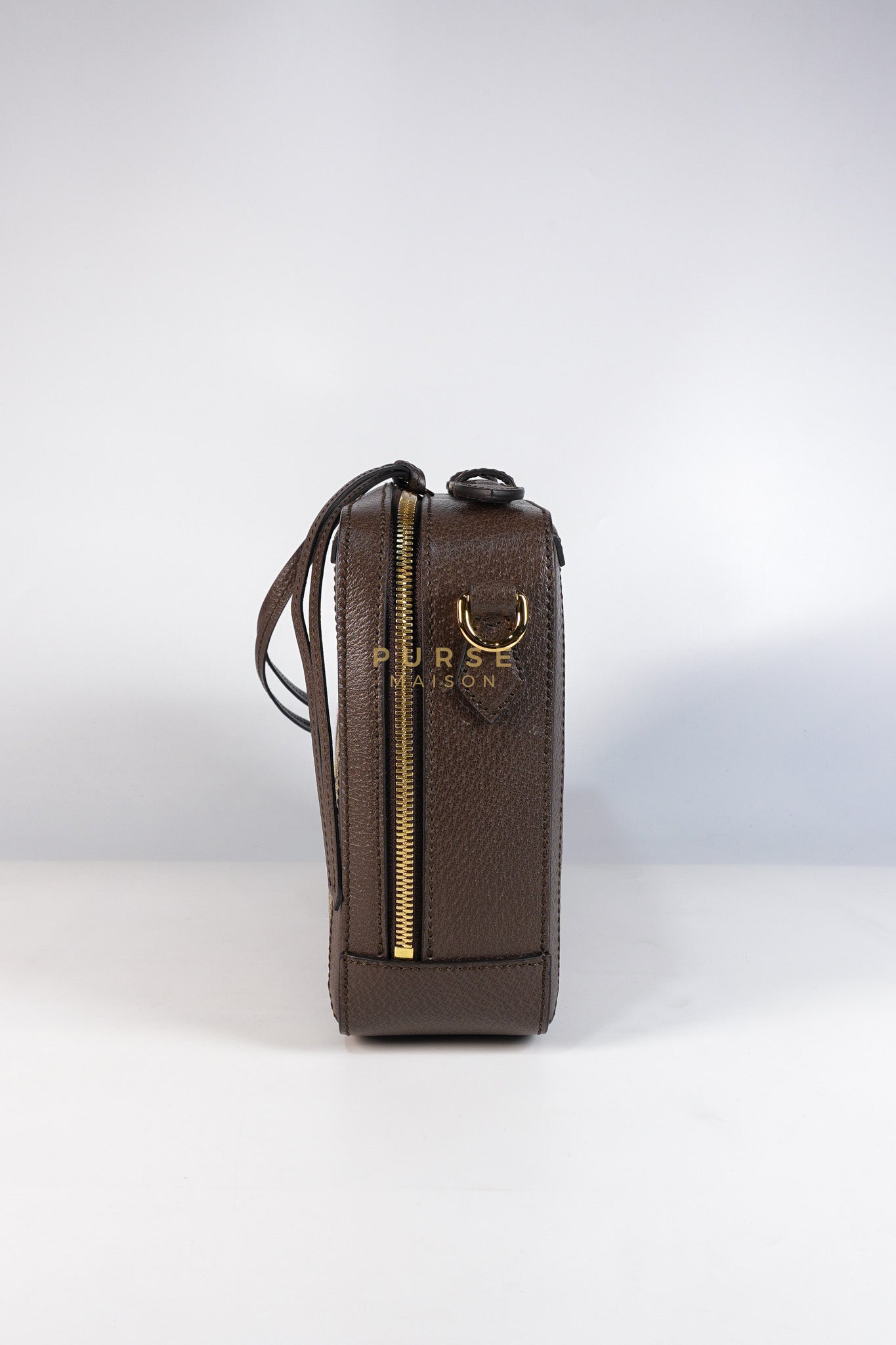 Ophidia GG Supreme Small Top Handle Shoulder Bag in Brown Monogram Web & Gold Hardware | Purse Maison Luxury Bags Shop