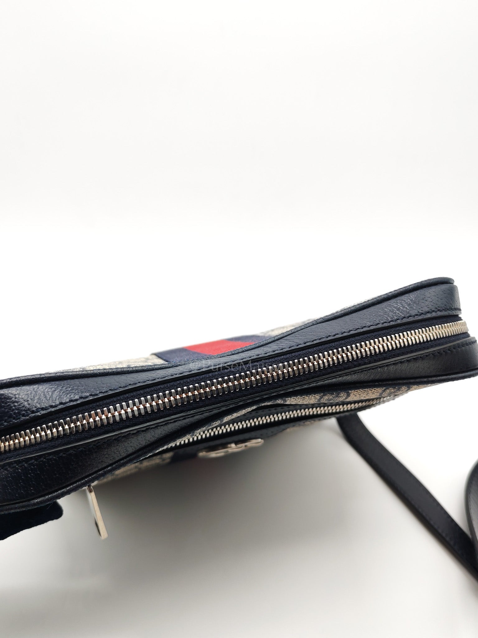 Ophidia Messenger Bag Small in Navy Blue GG Supreme Monogram Canvas & Silver Hardware | Purse Maison Luxury Bags Shop