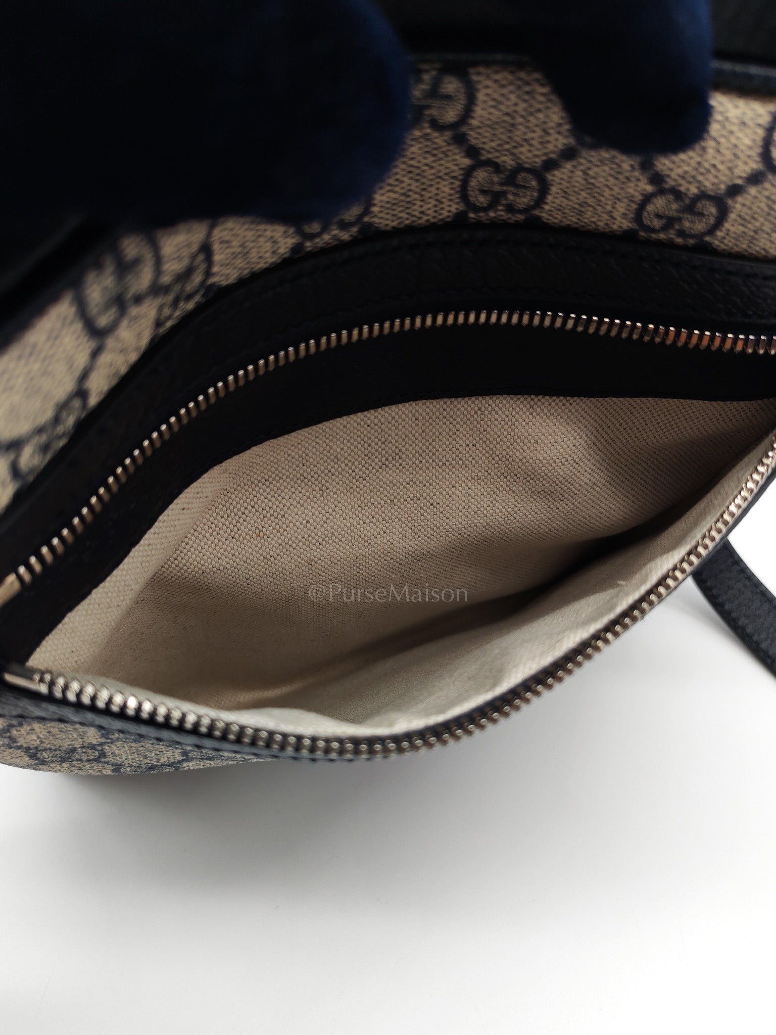 Ophidia Messenger Bag Small in Navy Blue GG Supreme Monogram Canvas & Silver Hardware | Purse Maison Luxury Bags Shop