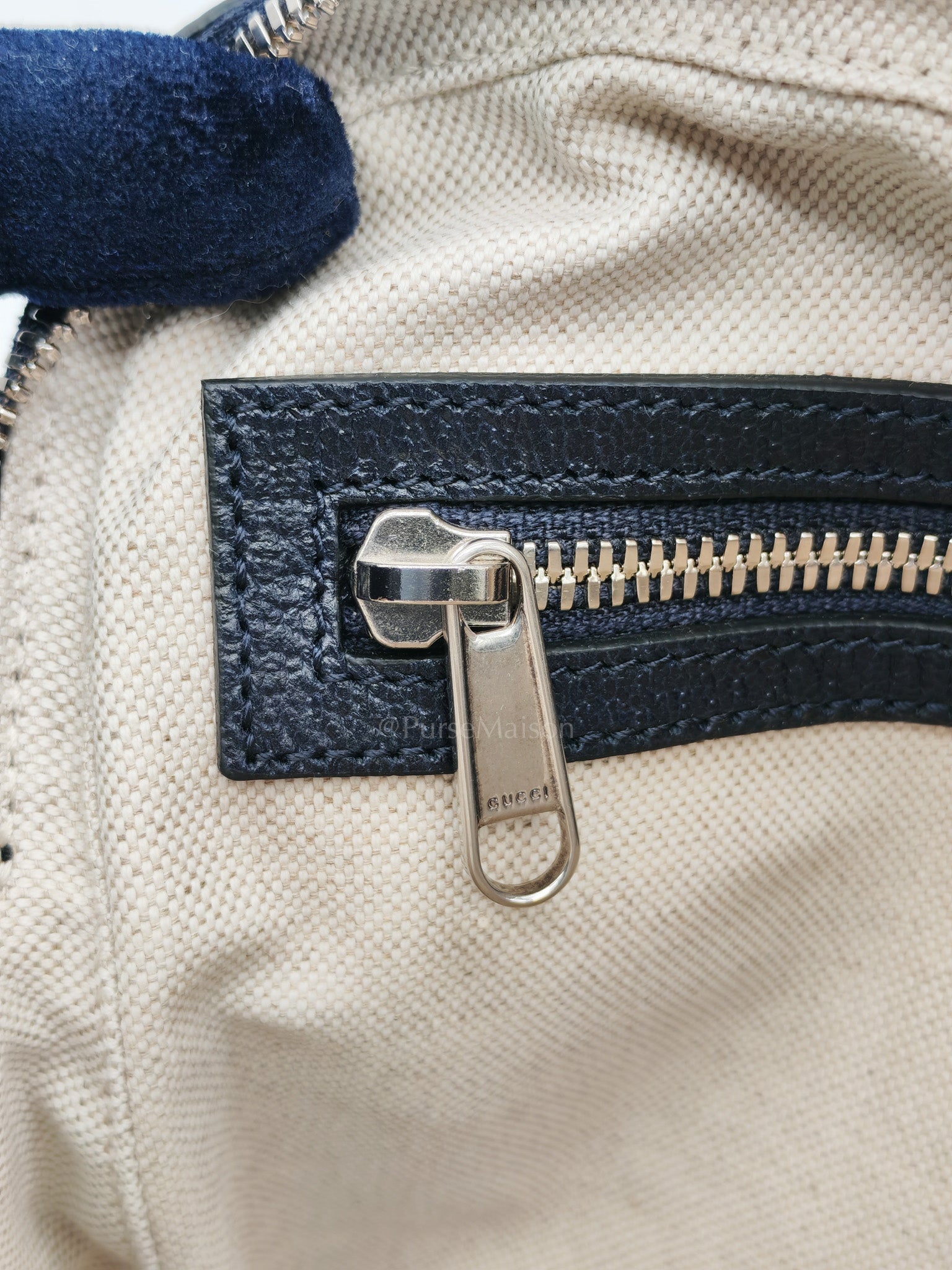 Ophidia Messenger Bag Small in Navy Blue GG Supreme Monogram Canvas & Silver Hardware | Purse Maison Luxury Bags Shop