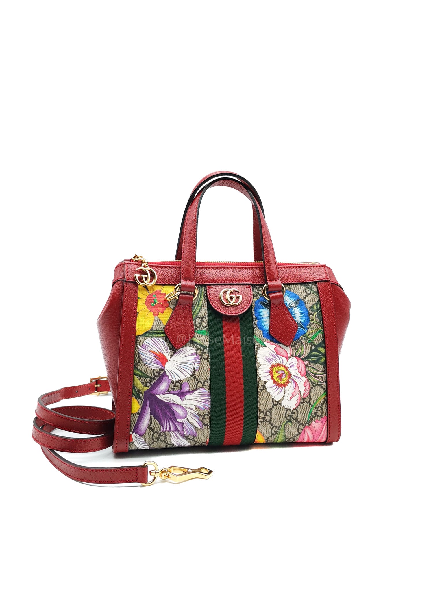 Ophidia Small Red Multicolor GG Supreme Floral Canvas | Purse Maison Luxury Bags Shop