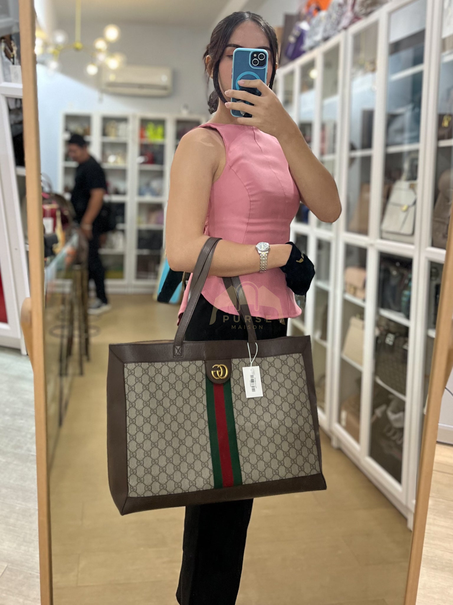 Ophidia Tote Bag Large in GG Supreme Canvas | Purse Maison Luxury Bags Shop