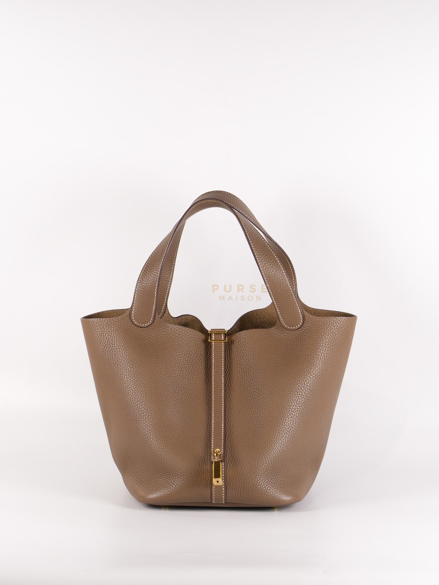Picotin 22 in Etoupe Clemence Leatherand Gold Hardware Stamp D (2019)