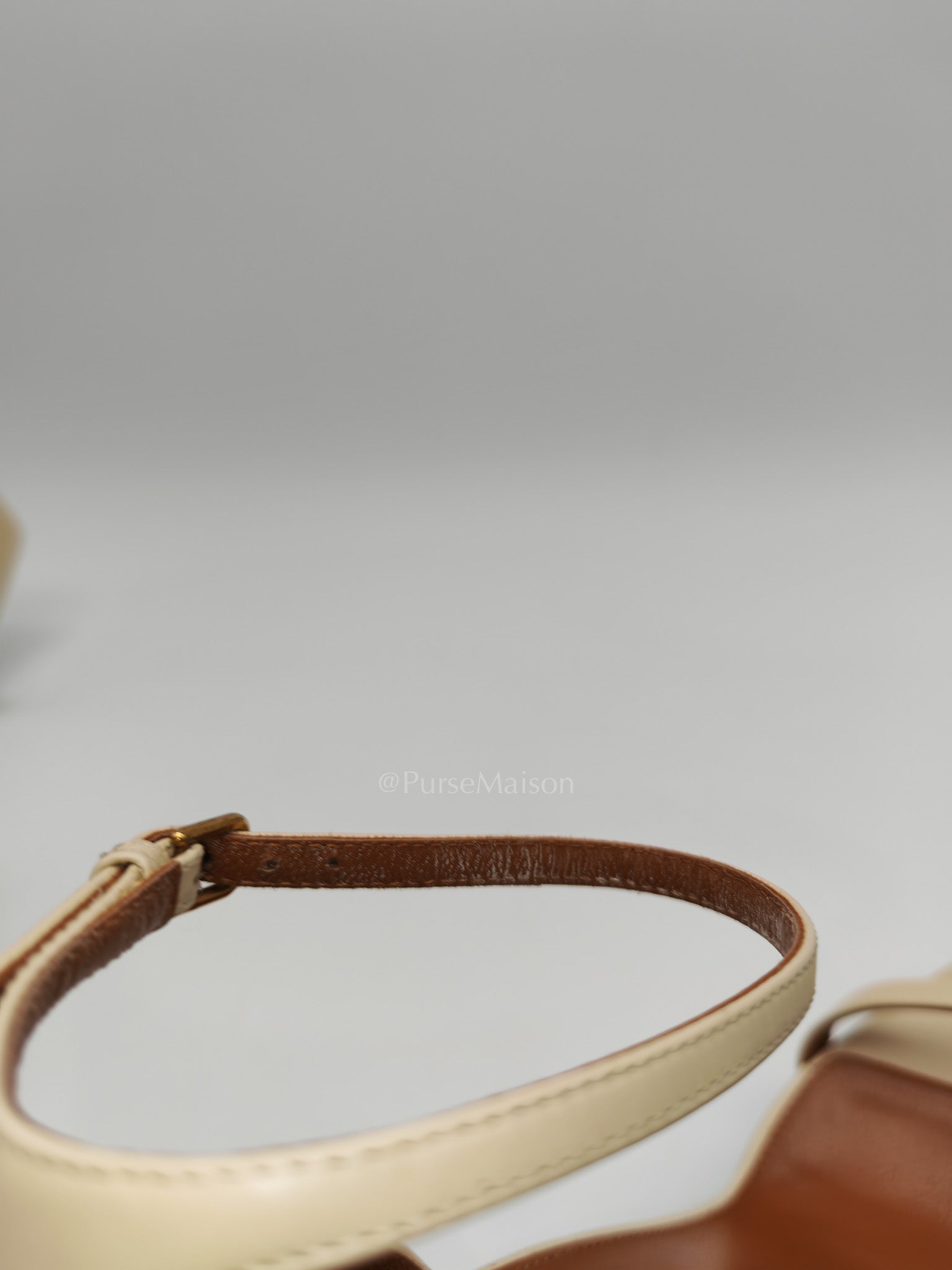 Opyum Logo Heel Sandals in Light Beige Calfskin Leather Size 37.5 EU (23.5 cm) | Purse Maison Luxury Bags Shop