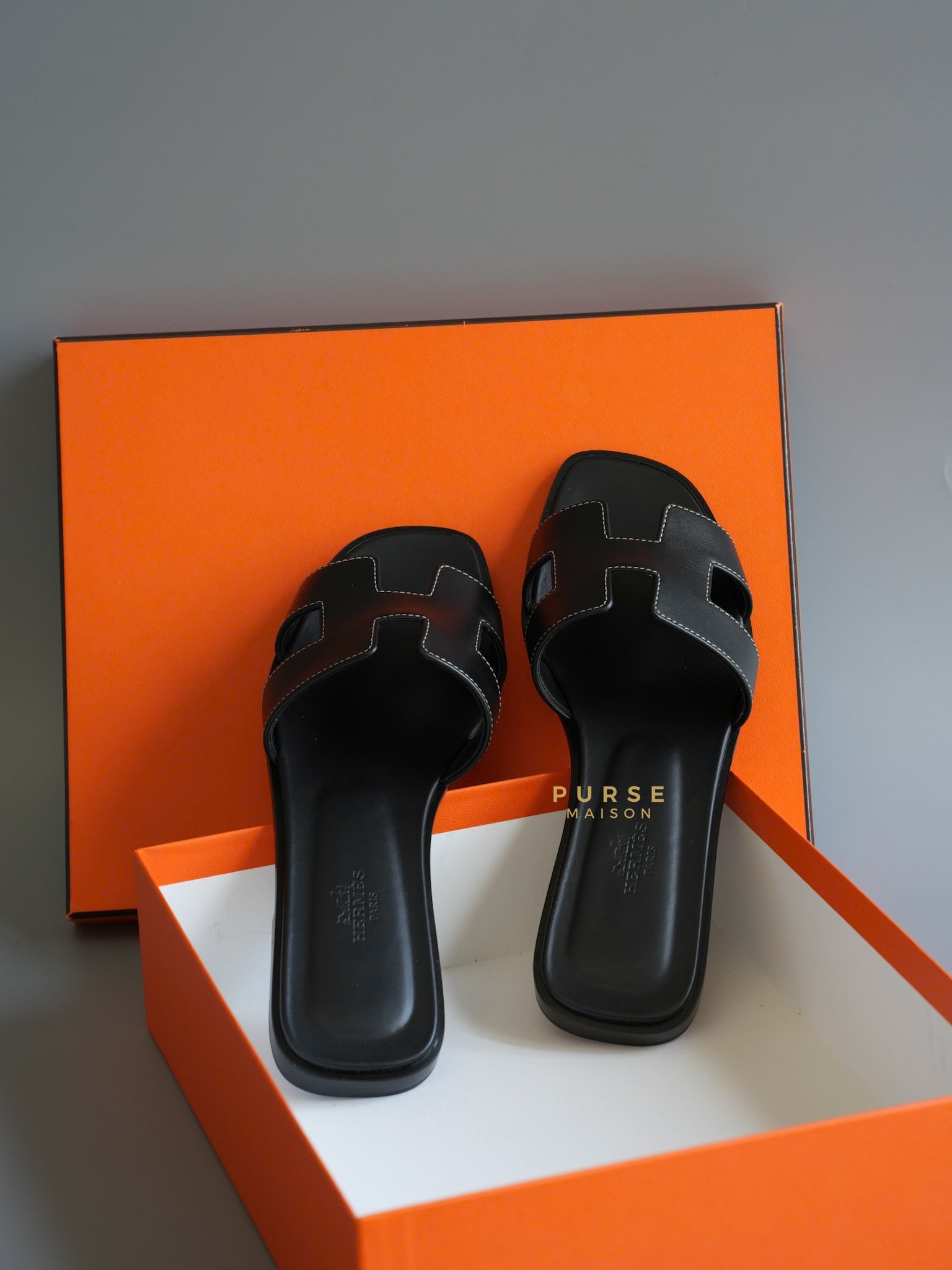 Oran Black Sandals Size 37 EU (24 cm) | Purse Maison Luxury Bags Shop