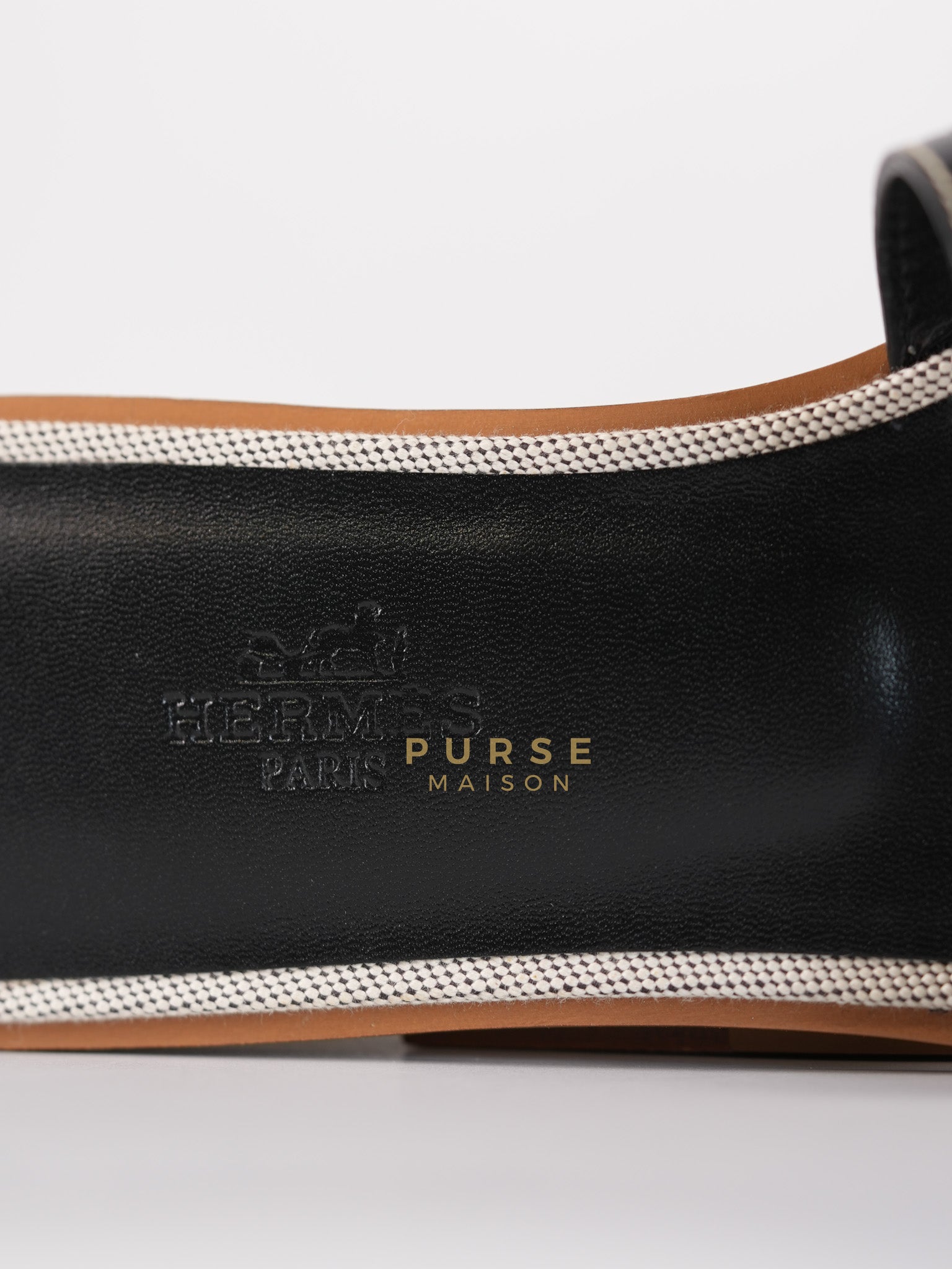 Oran Canvas and Calskin Leather Sandals Size 37 EU (23cm) | Purse Maison Luxury Bags Shop