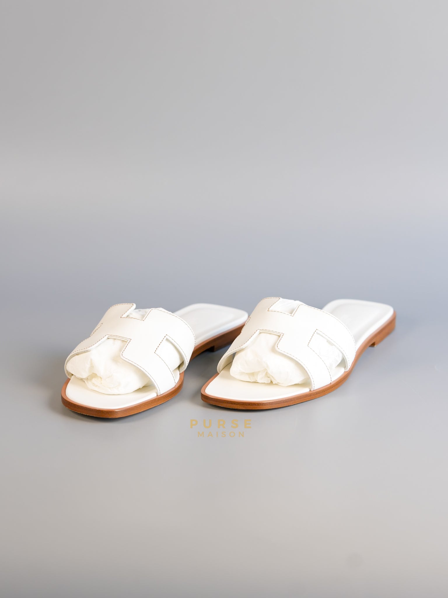 Oran in Blanc Sandals Size 37.5 EU (24cm) | Purse Maison Luxury Bags Shop