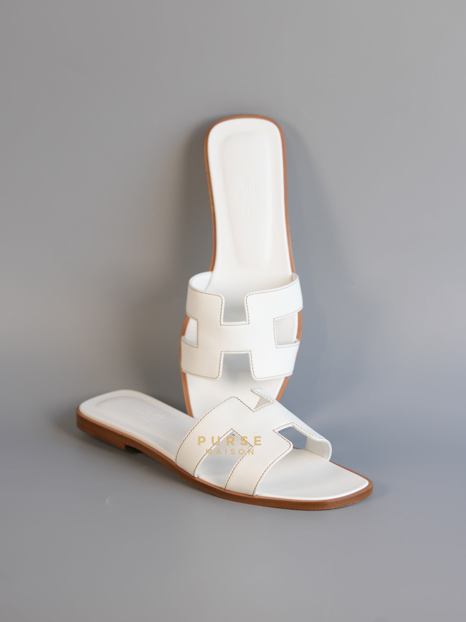 Oran in Blanc Sandals Size 37.5 EU (24cm) | Purse Maison Luxury Bags Shop