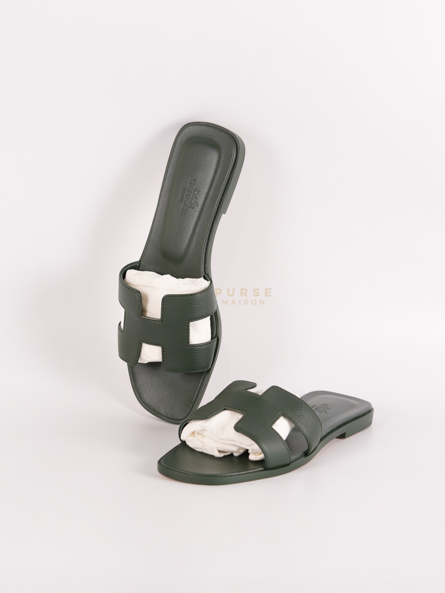 Oran in Dark Green Epsom Leather Size 38 EU(24cm) | Purse Maison Luxury Bags Shop