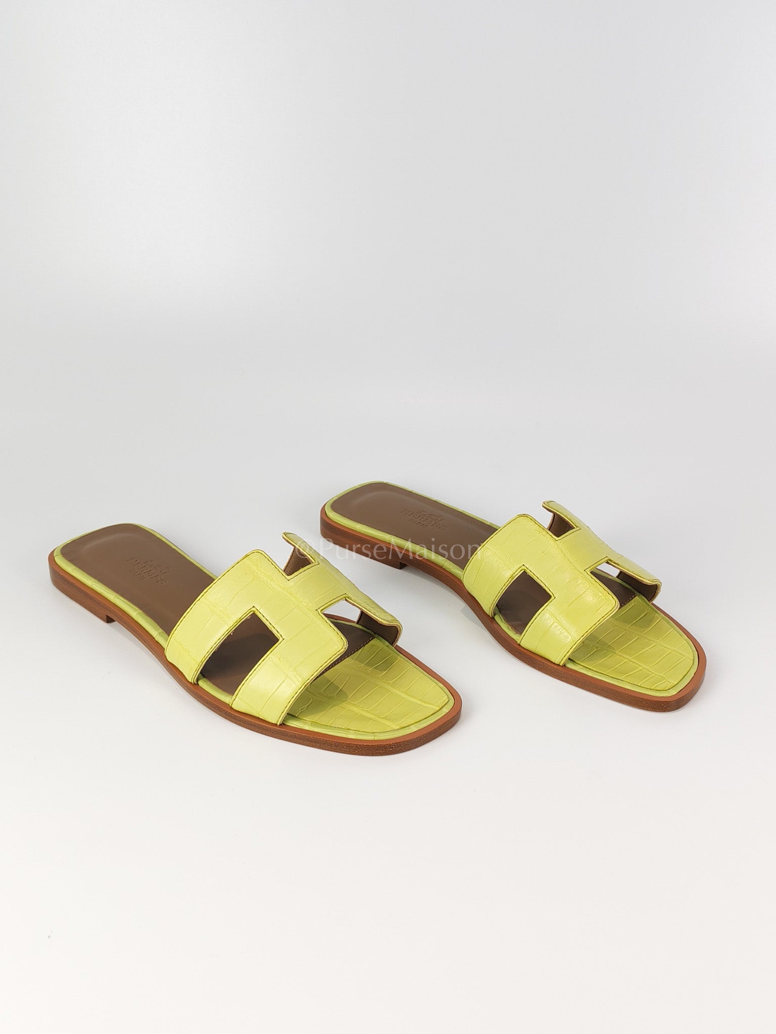 Oran Matte in Light Green Alligator Leather Sandals Size 36 EU (23cm) | Purse Maison Luxury Bags Shop