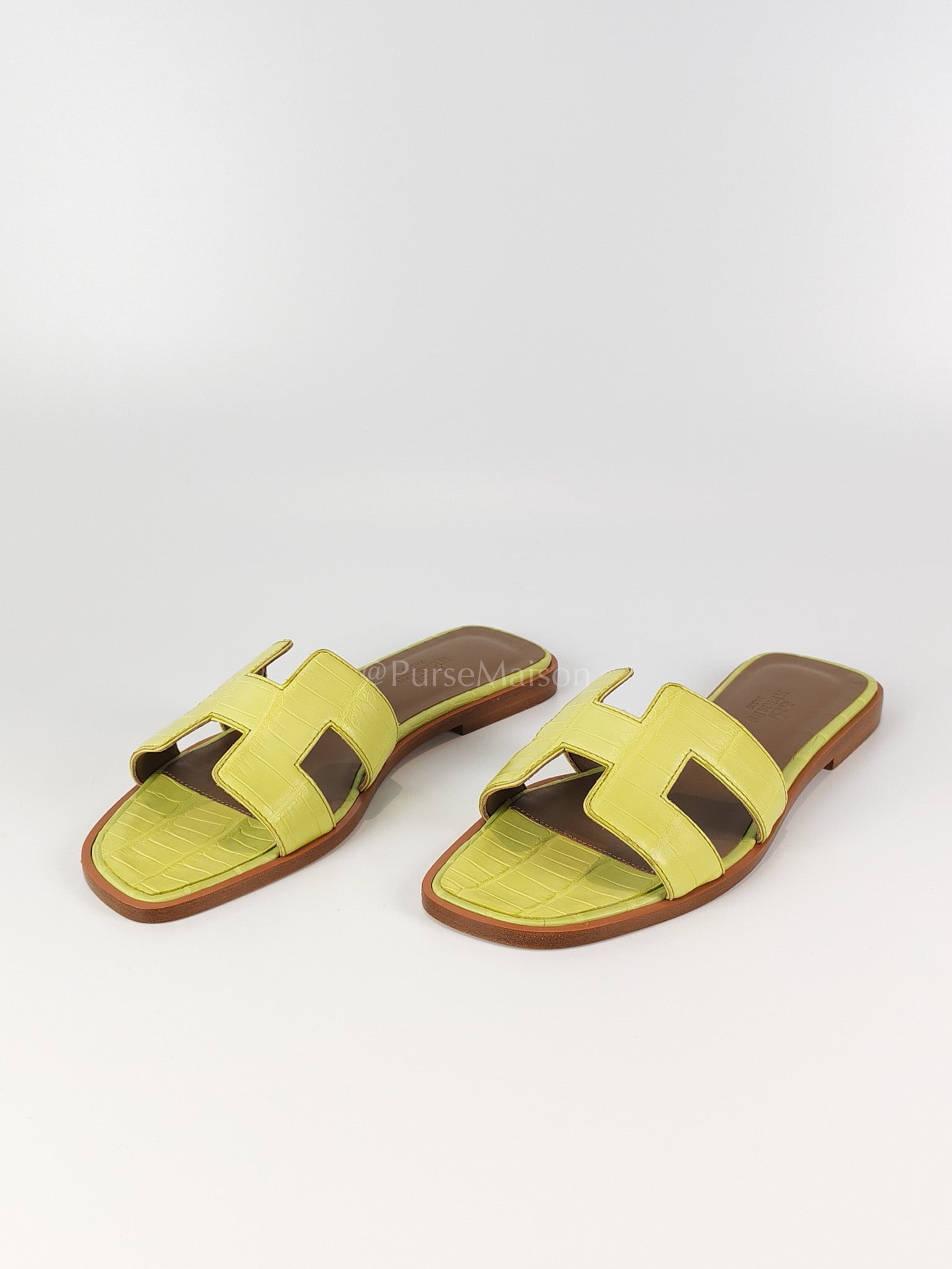 Oran Matte in Light Green Alligator Leather Sandals Size 36 EU (23cm) | Purse Maison Luxury Bags Shop