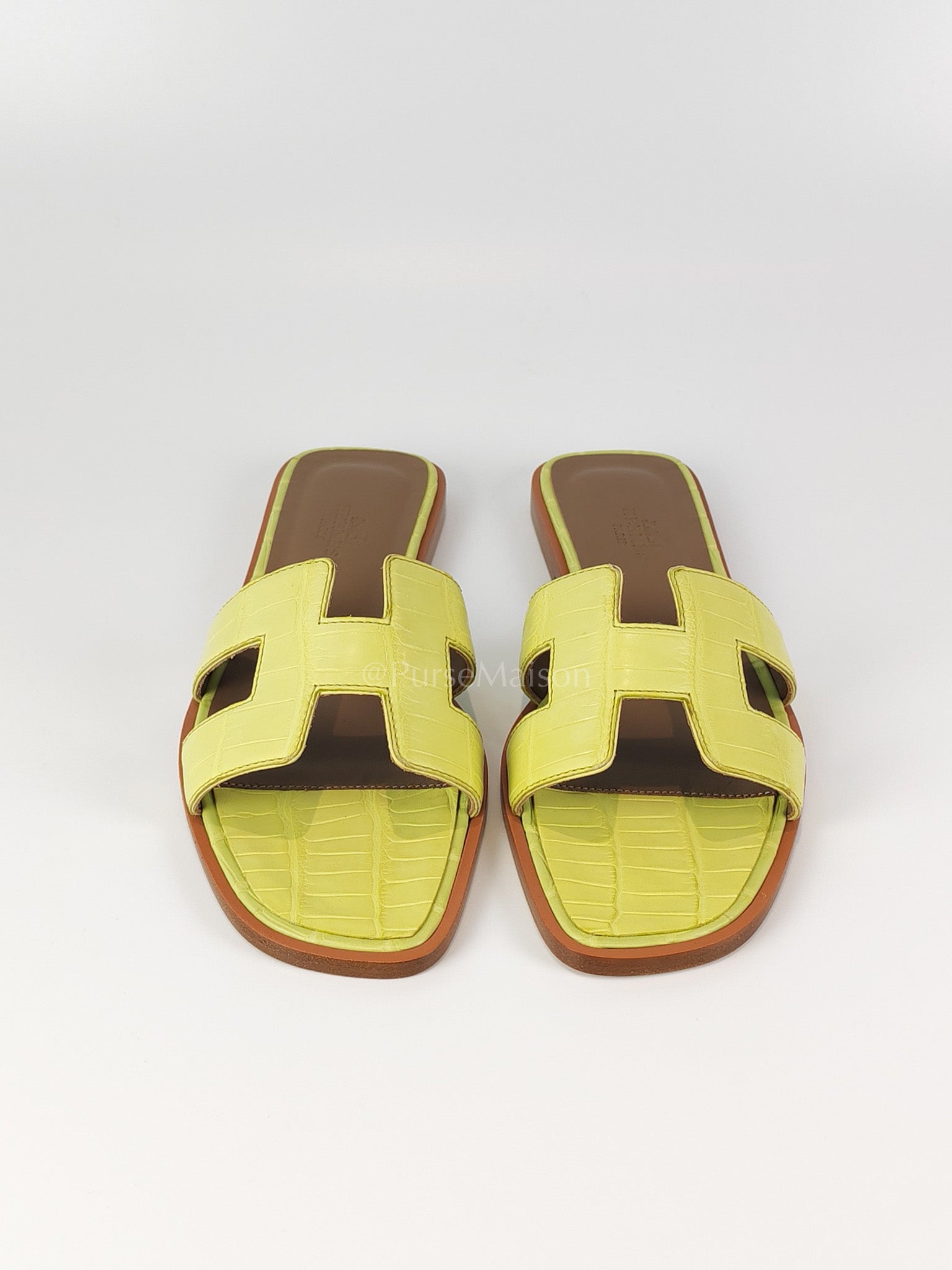 Oran Matte in Light Green Alligator Leather Sandals Size 36 EU (23cm) | Purse Maison Luxury Bags Shop