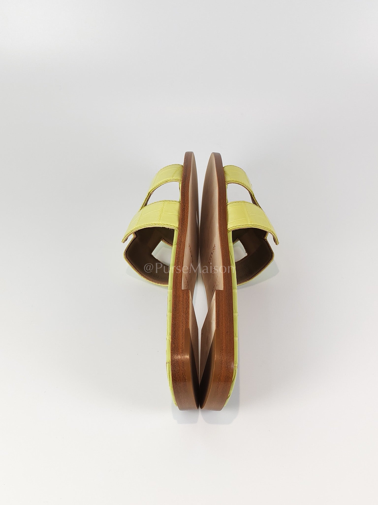 Oran Matte in Light Green Alligator Leather Sandals Size 36 EU (23cm) | Purse Maison Luxury Bags Shop