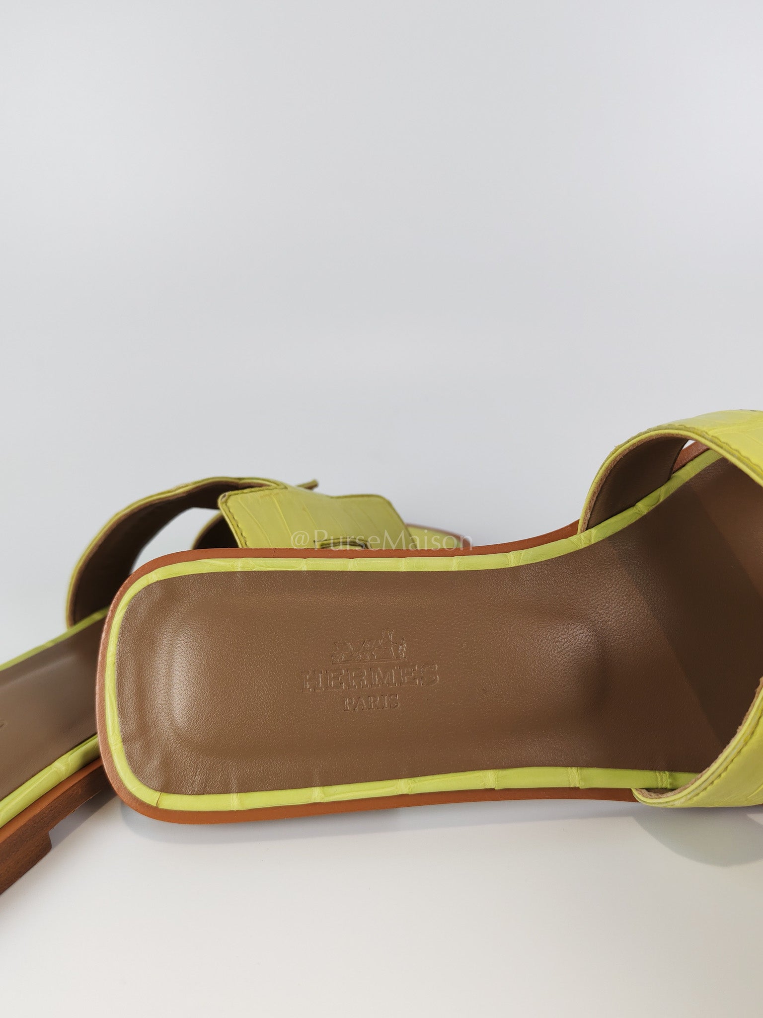 Oran Matte in Light Green Alligator Leather Sandals Size 36 EU (23cm) | Purse Maison Luxury Bags Shop