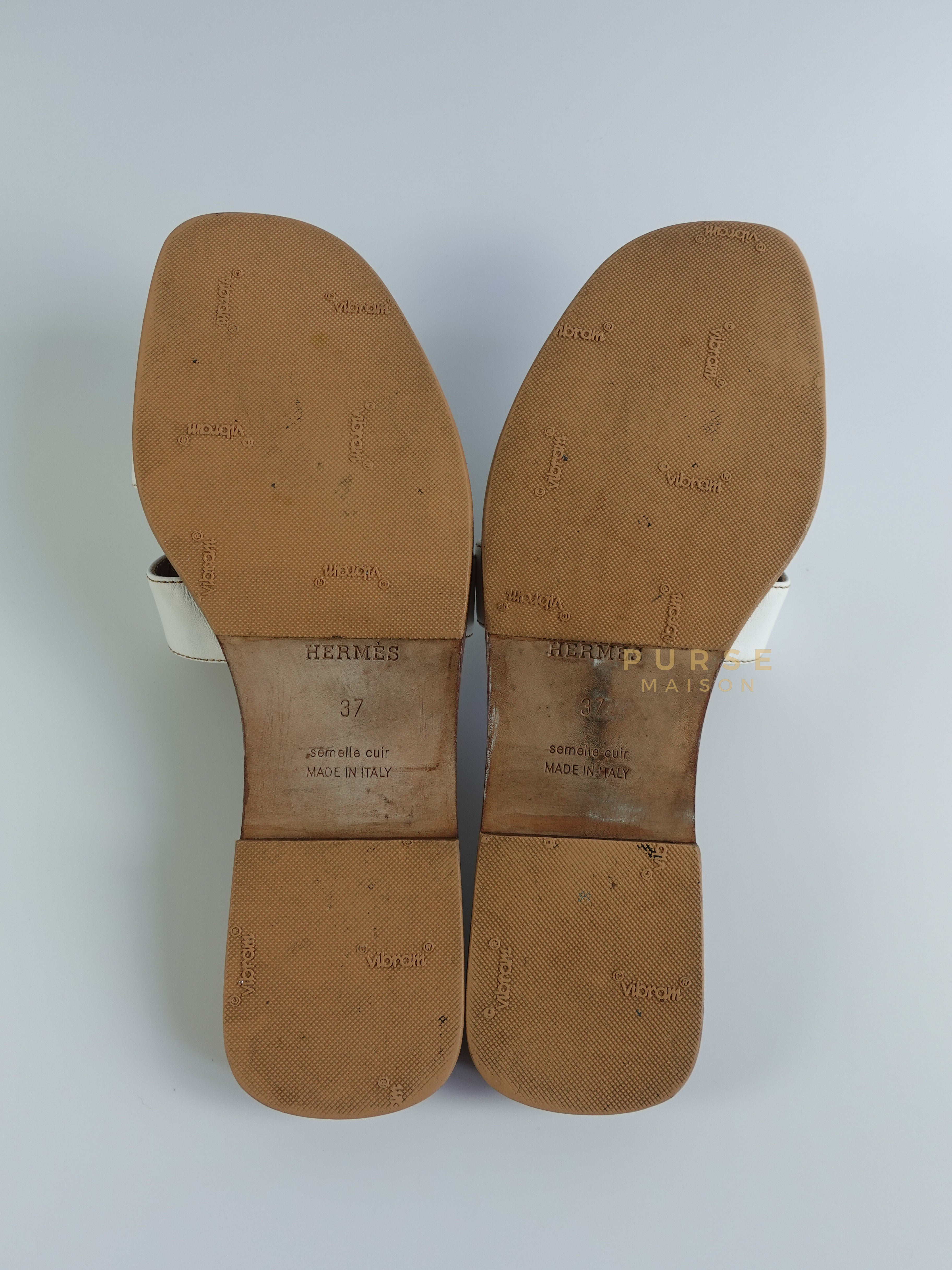 Oran White Sandals Size 37 EU (23.5cm) | Purse Maison Luxury Bags Shop