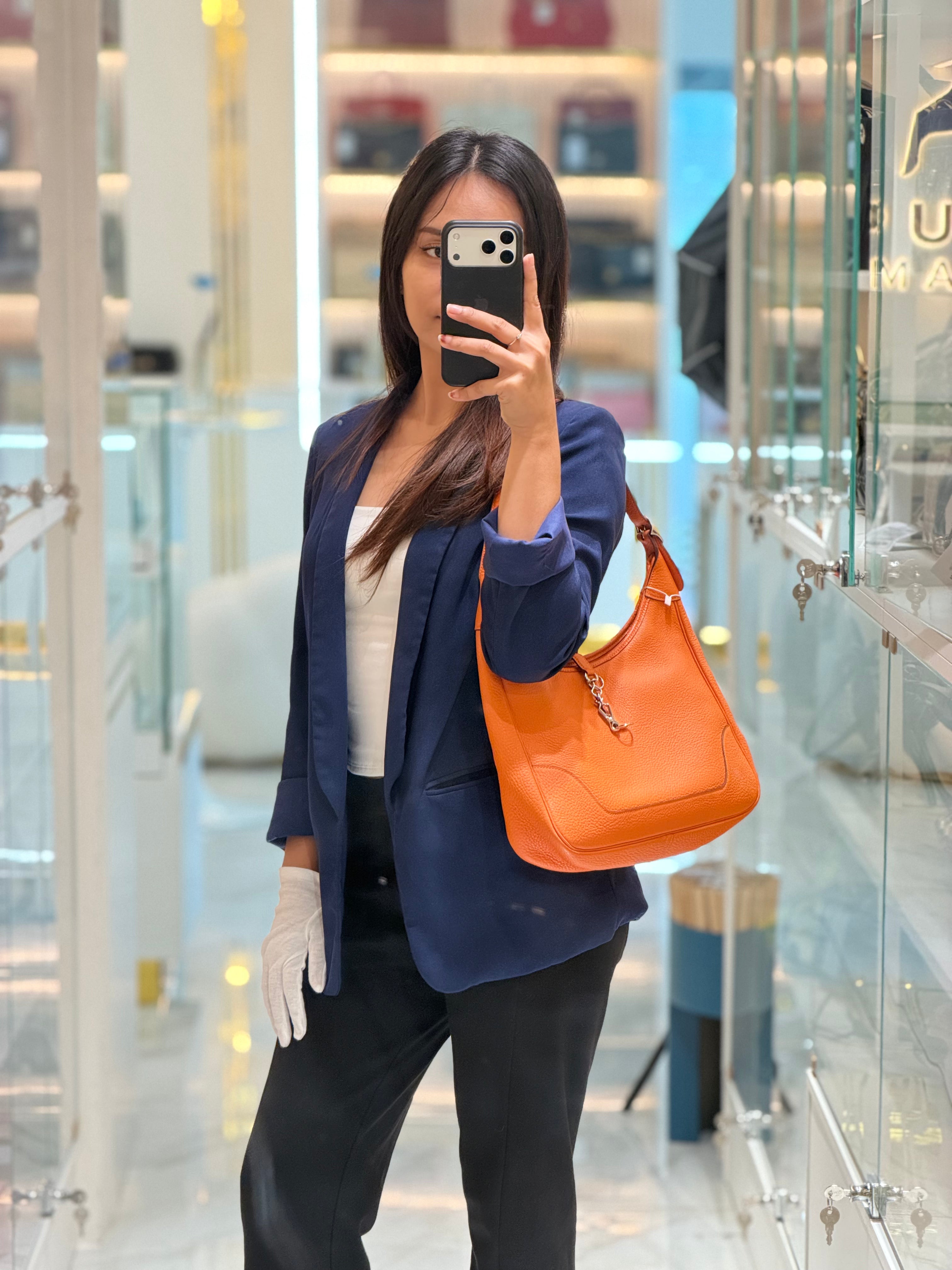 Orange Clemence Trim Shoulder Bag | Purse Maison Luxury Bags Shop
