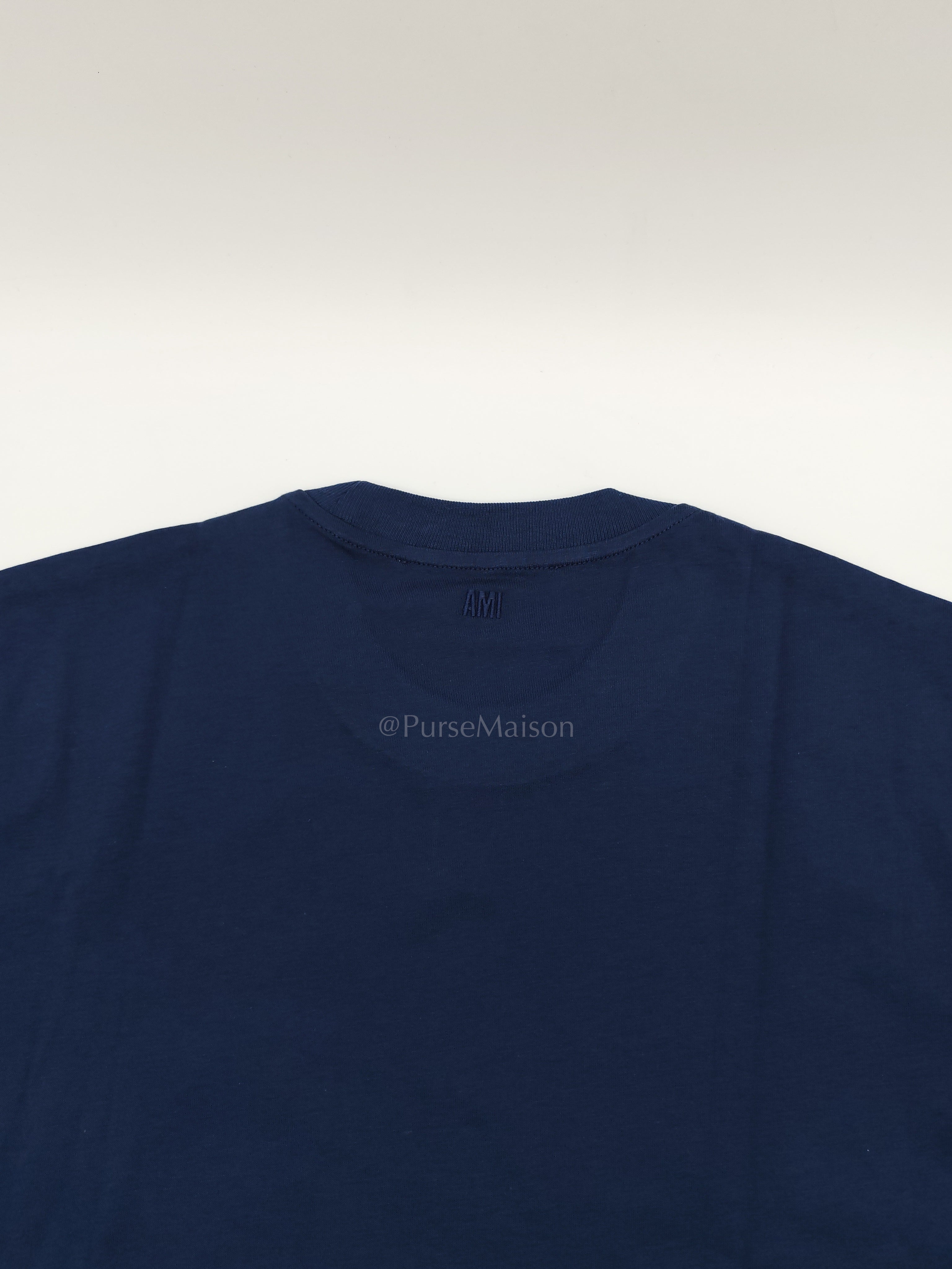 Ami De Coeur Cotton T-Shirt in Blue Size Medium