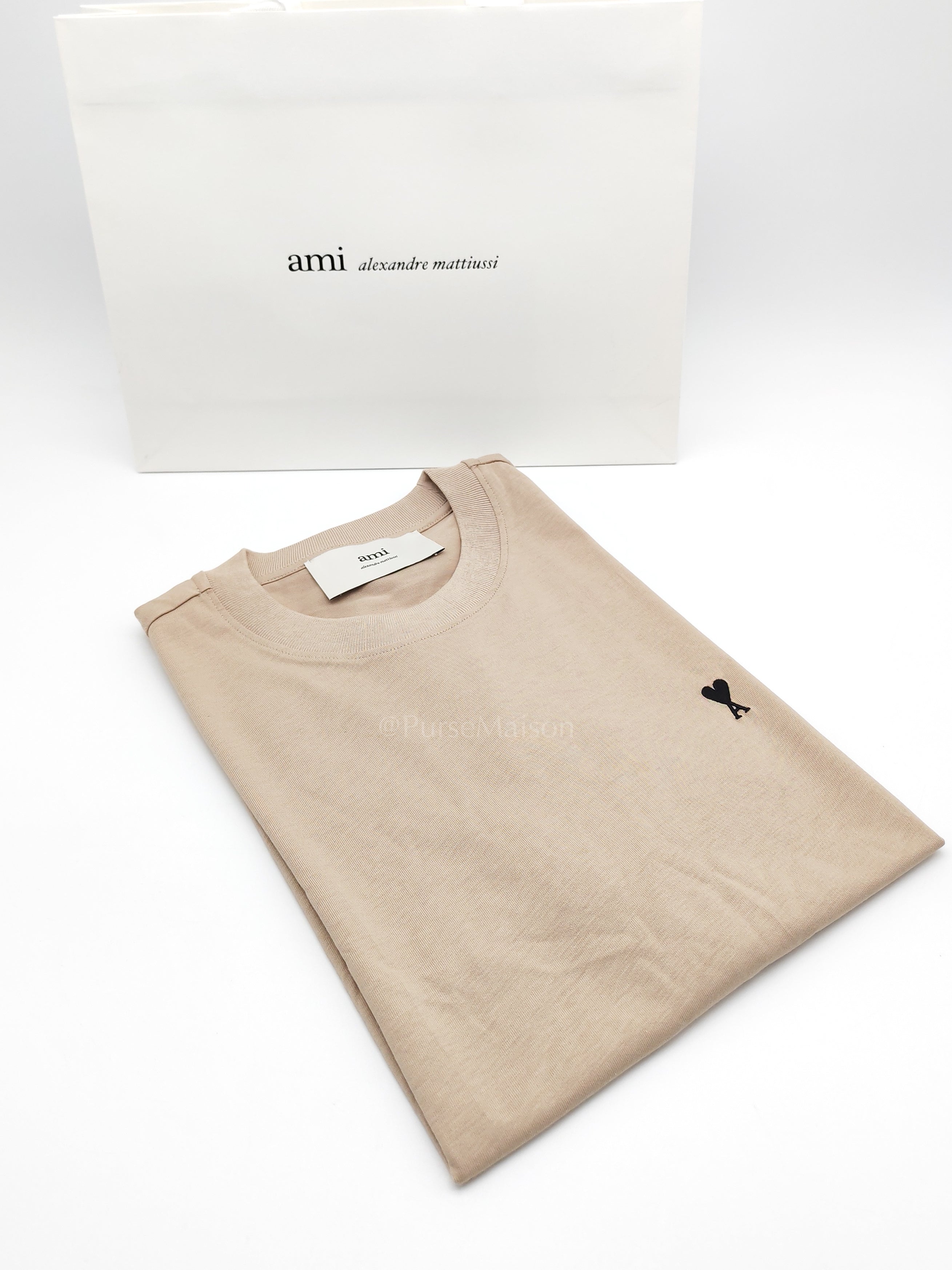 Ami De Coeur Cotton T-Shirt in Beige Size Medium