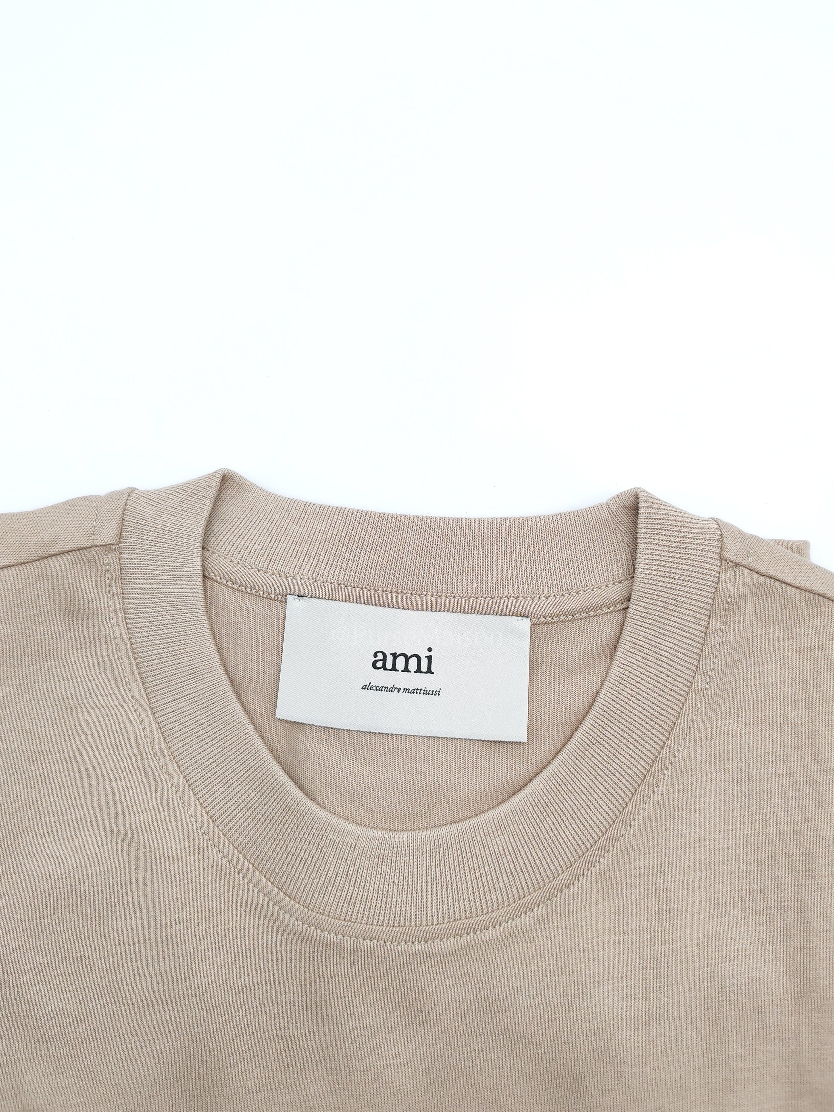 Ami De Coeur Cotton T-Shirt in Beige Size Medium