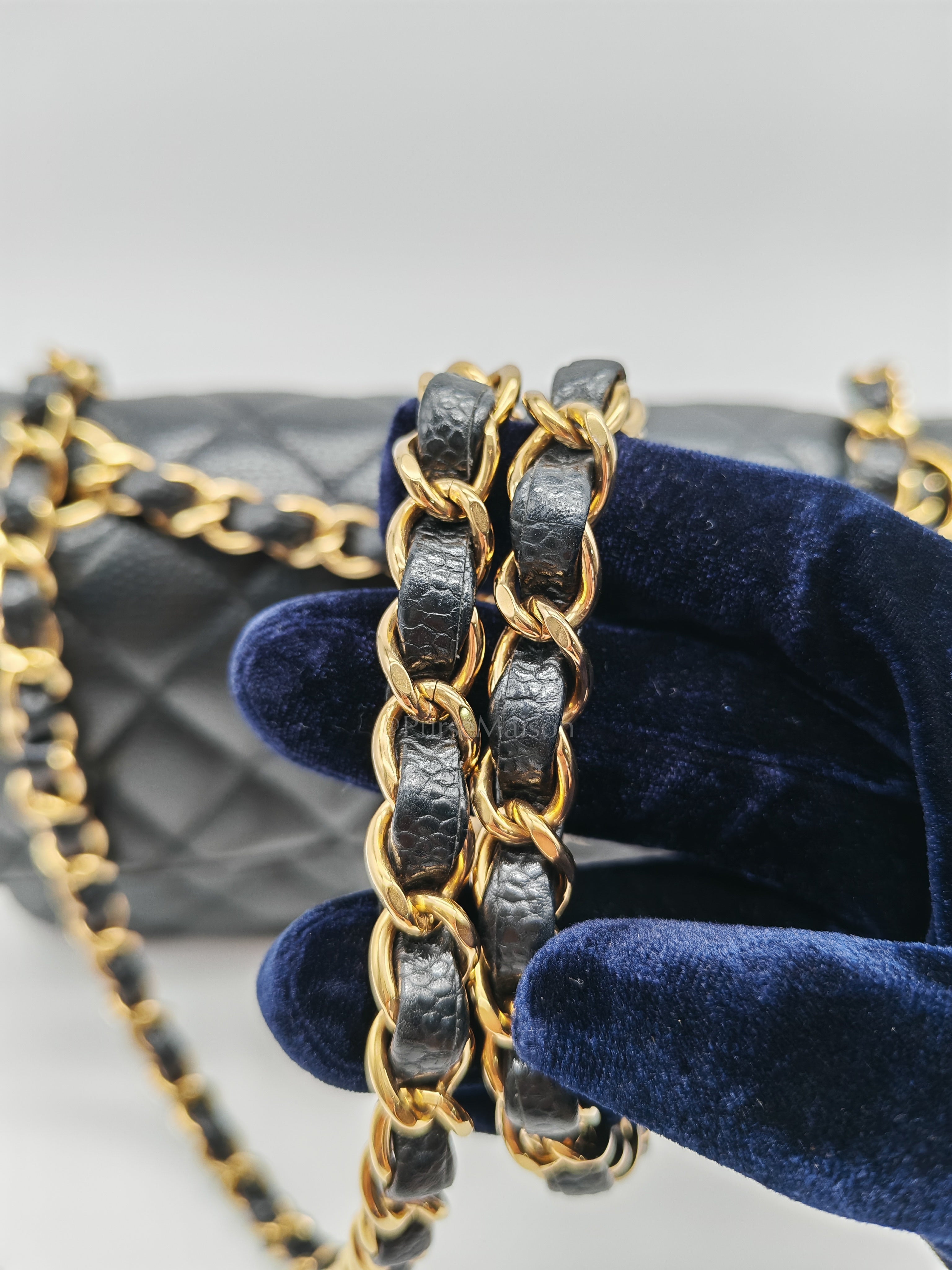 Classic Double Flap Small in Black Caviar Leather and Gold Hardware (Microchip) Year 2025