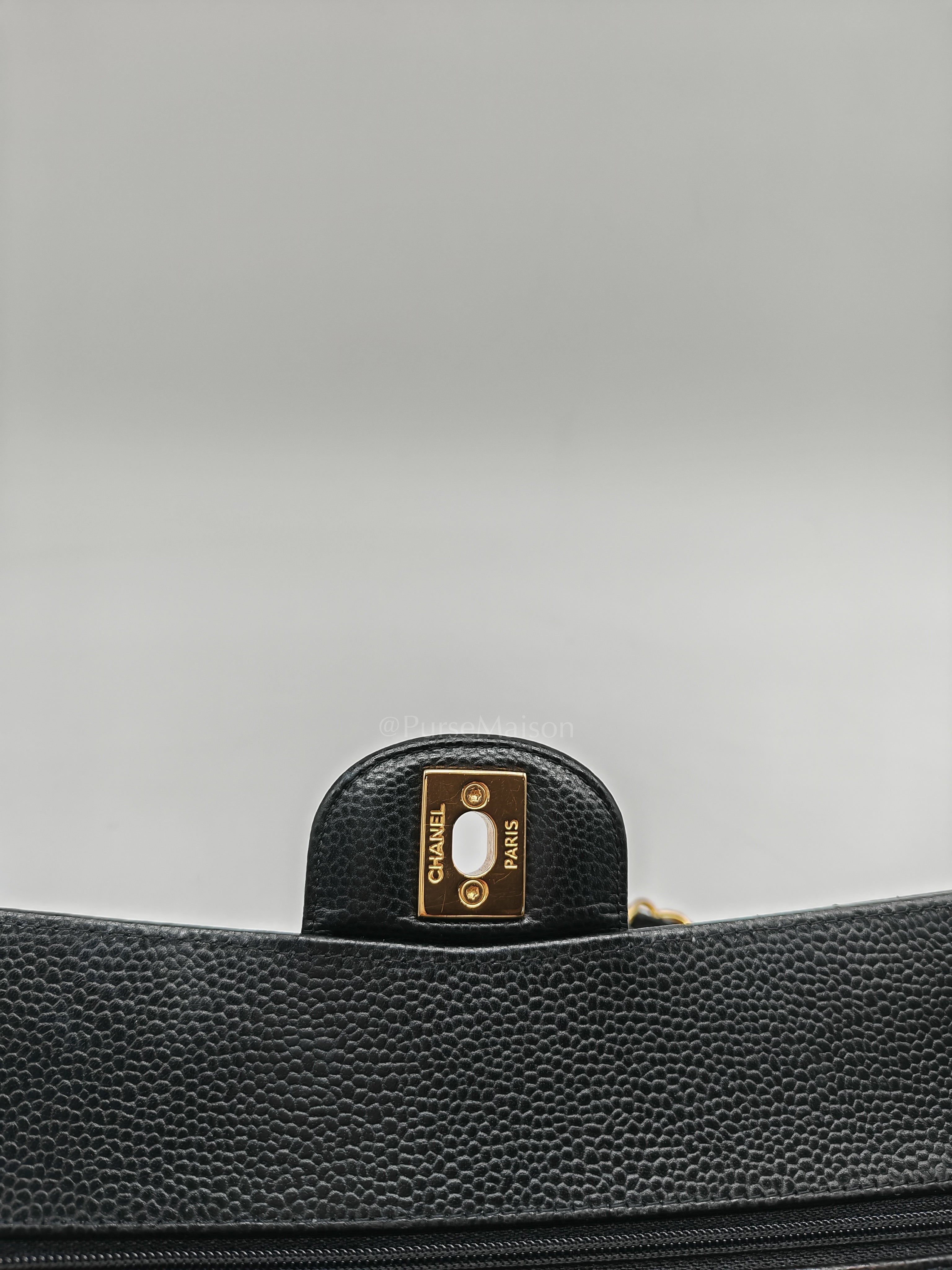 Classic Double Flap Small in Black Caviar Leather and Gold Hardware (Microchip) Year 2025