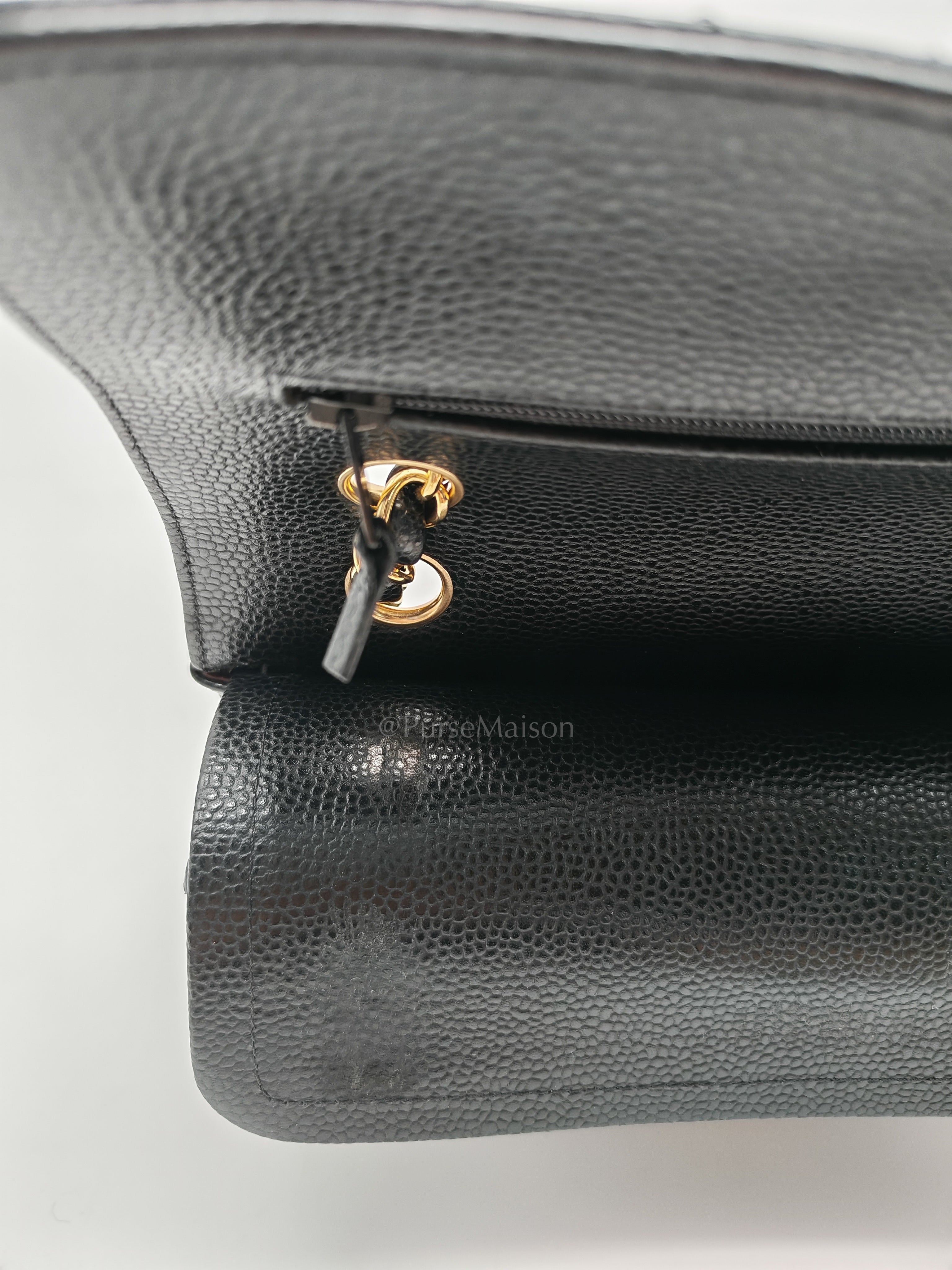 Classic Double Flap Small in Black Caviar Leather and Gold Hardware (Microchip) Year 2025