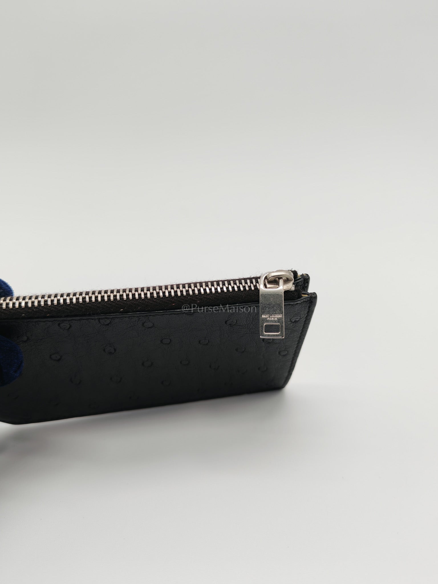 Ostrich Leather Zippy Card Holder | Purse Maison Luxury Bags Shop